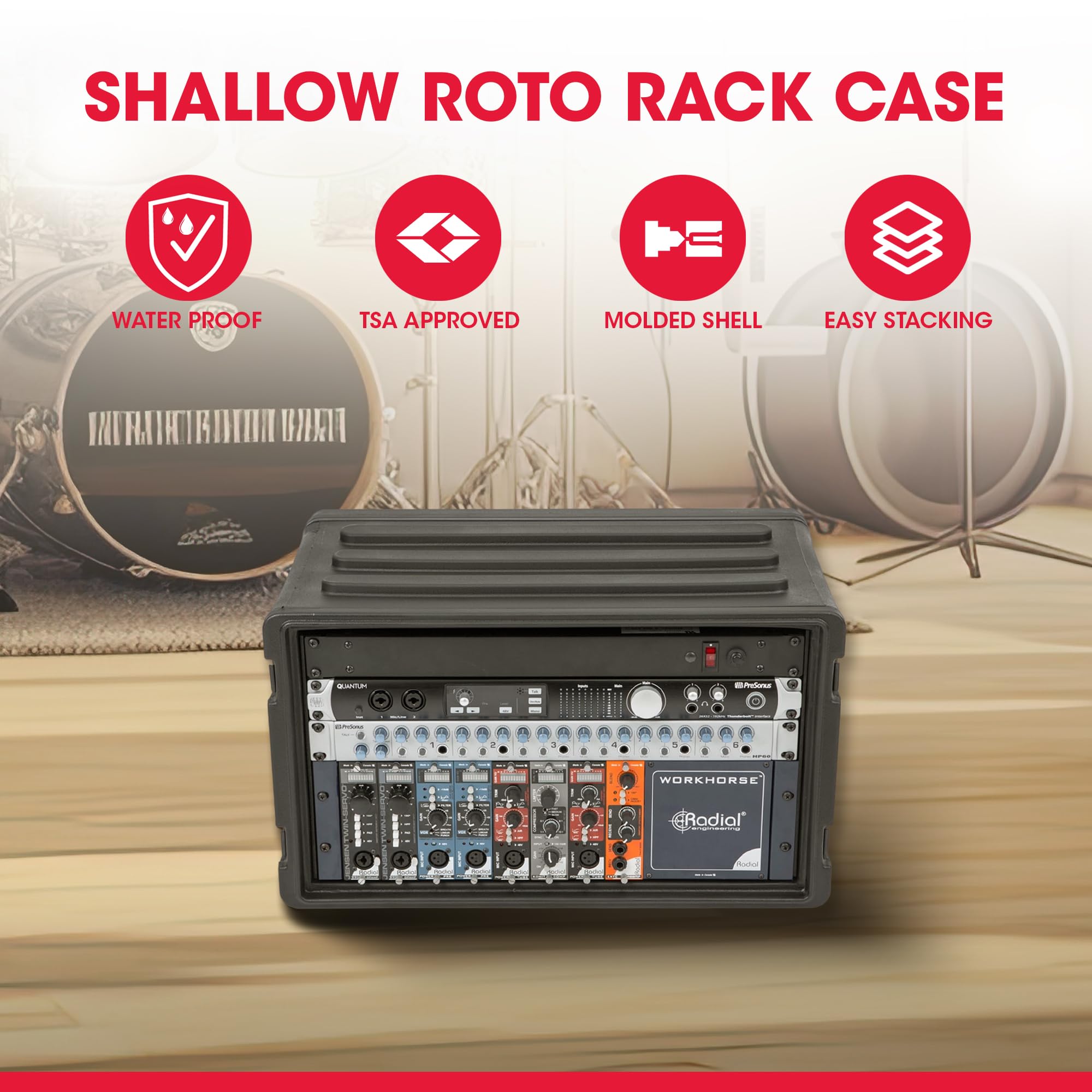 SKB 6U ラックケース Amazon.com: SKB 6U Shallow Roto Rack Case - Durable Polyethylene