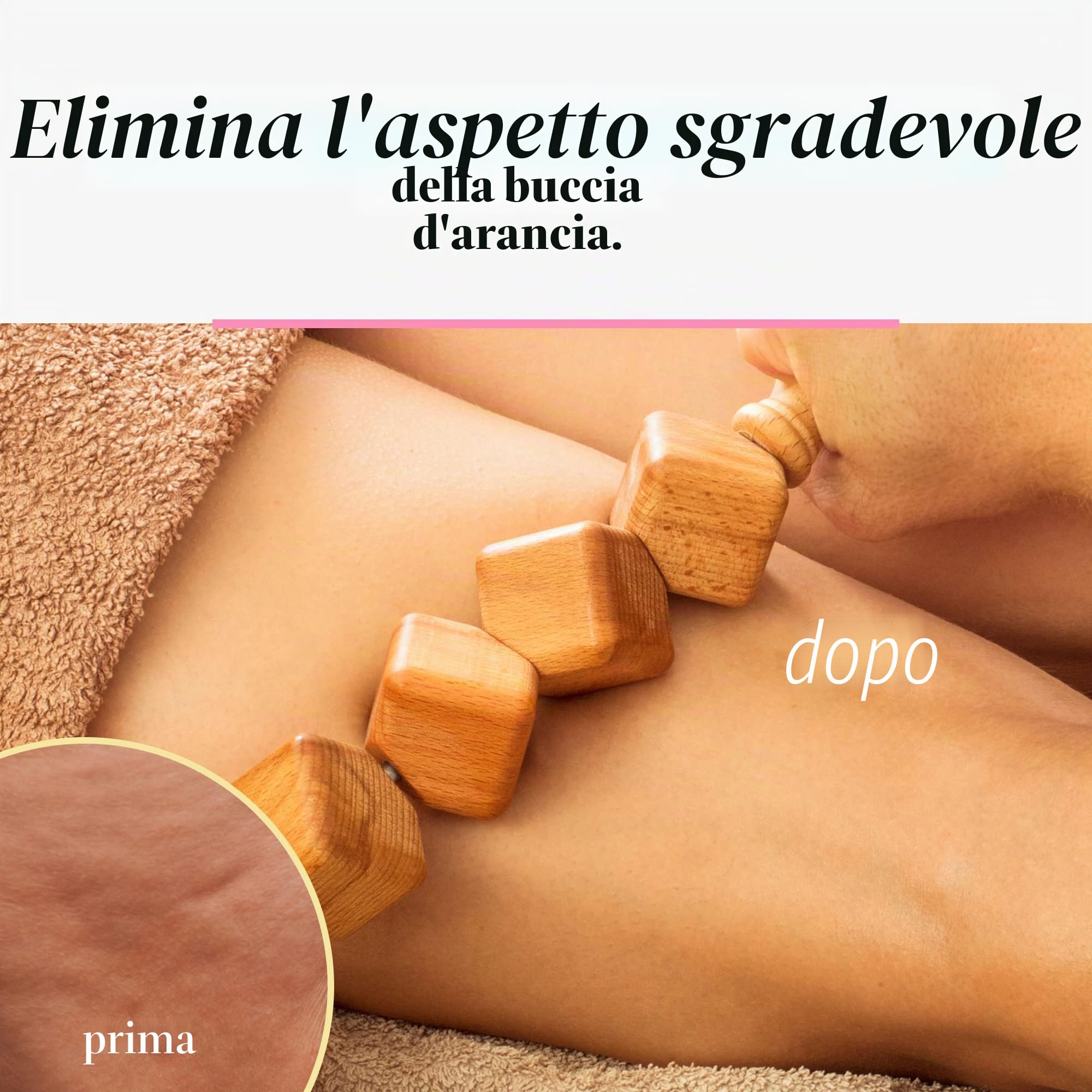 Tuuli Accessories Maderoterapia Set Massaggio Anticellulite Massaggiatore Drenaggio Linfatico Rullo Legno