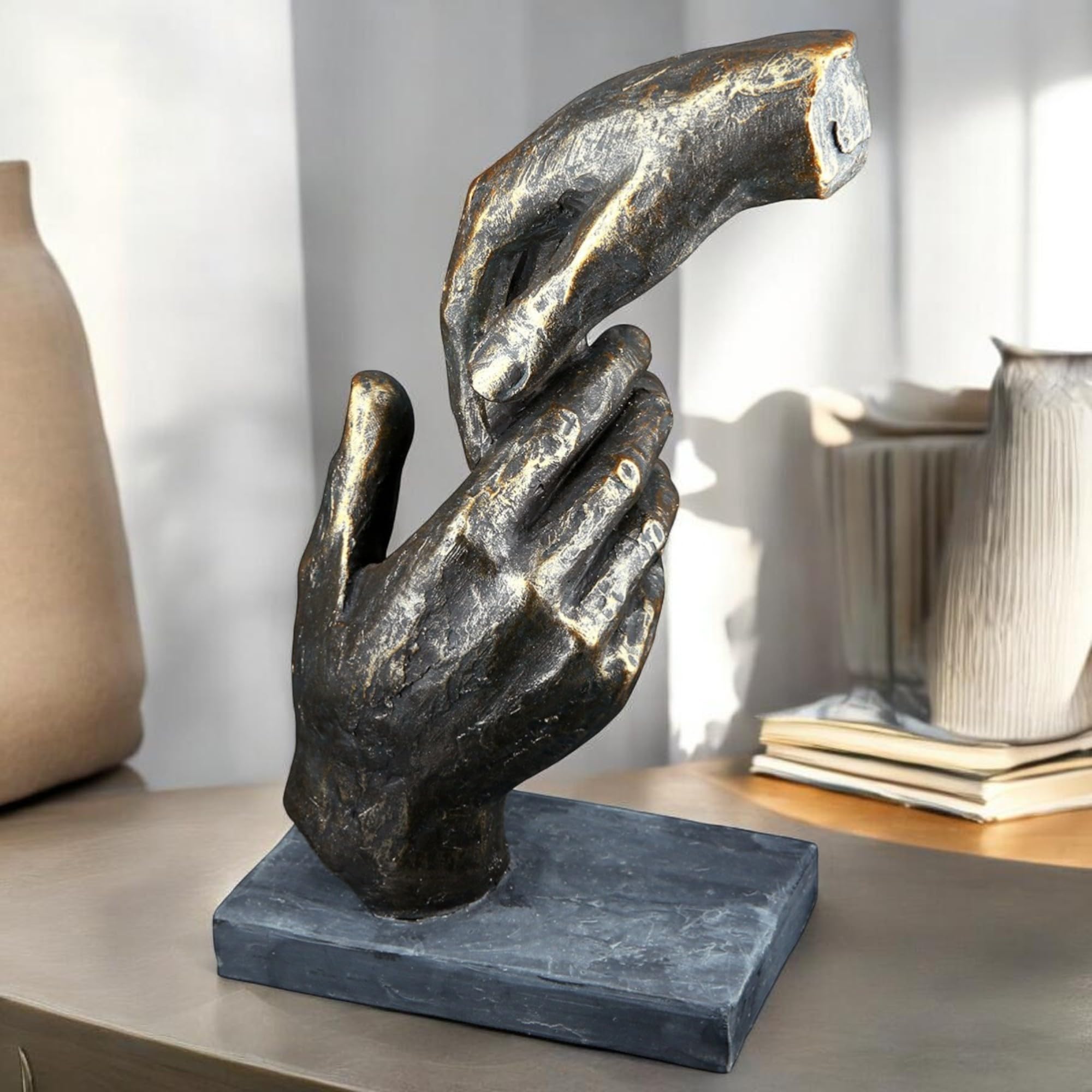 Casablanca Skulptur Two Hands Deko Figur Bronze Kunstharz Statue H. 21 cm x B. 13 cm