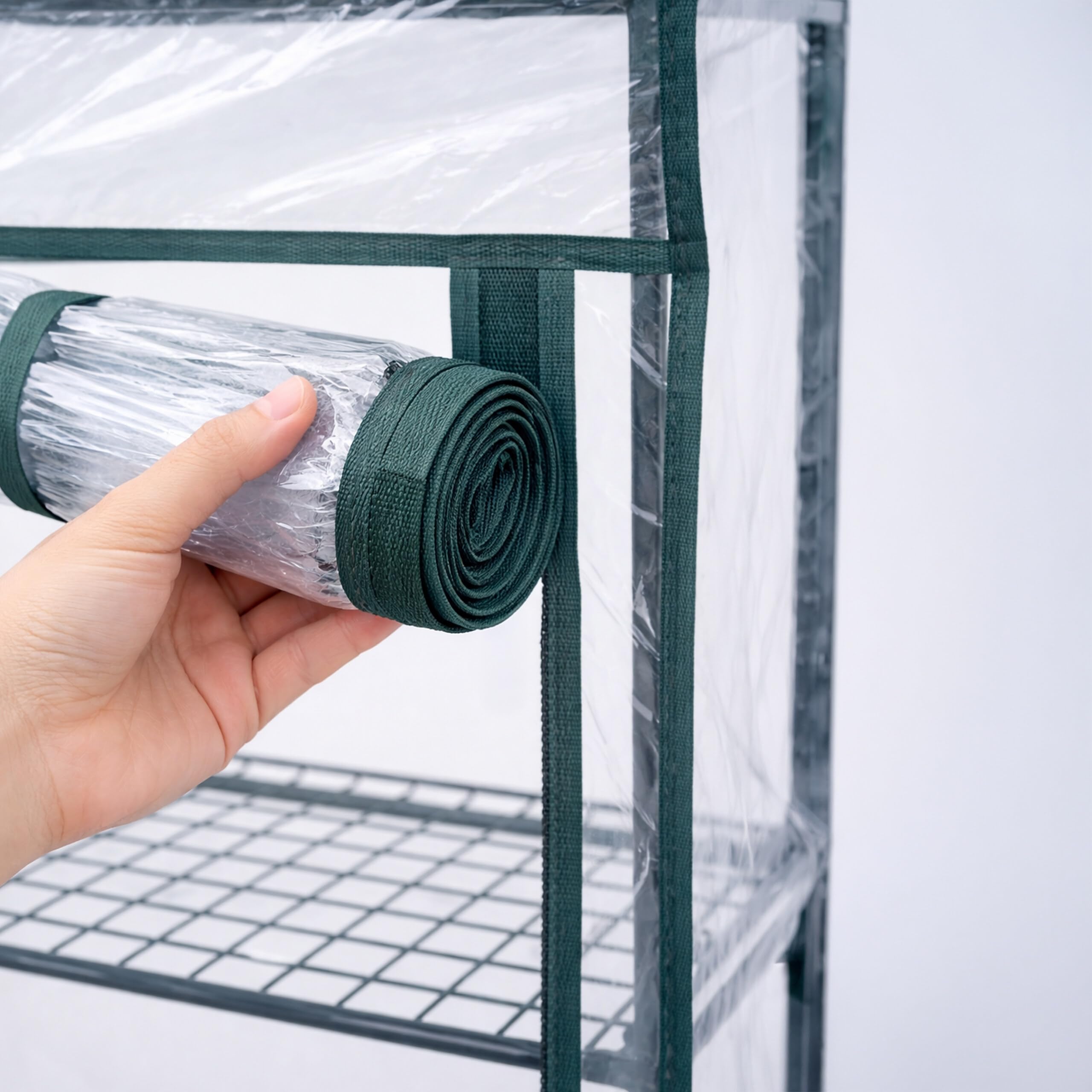 Relaxdays Serre Balcon, Lot de 2, Film PVC, Acier, HxLxP 80 x 46 x 24 cm, Serre tomates 3 étages, Vert/Transparent