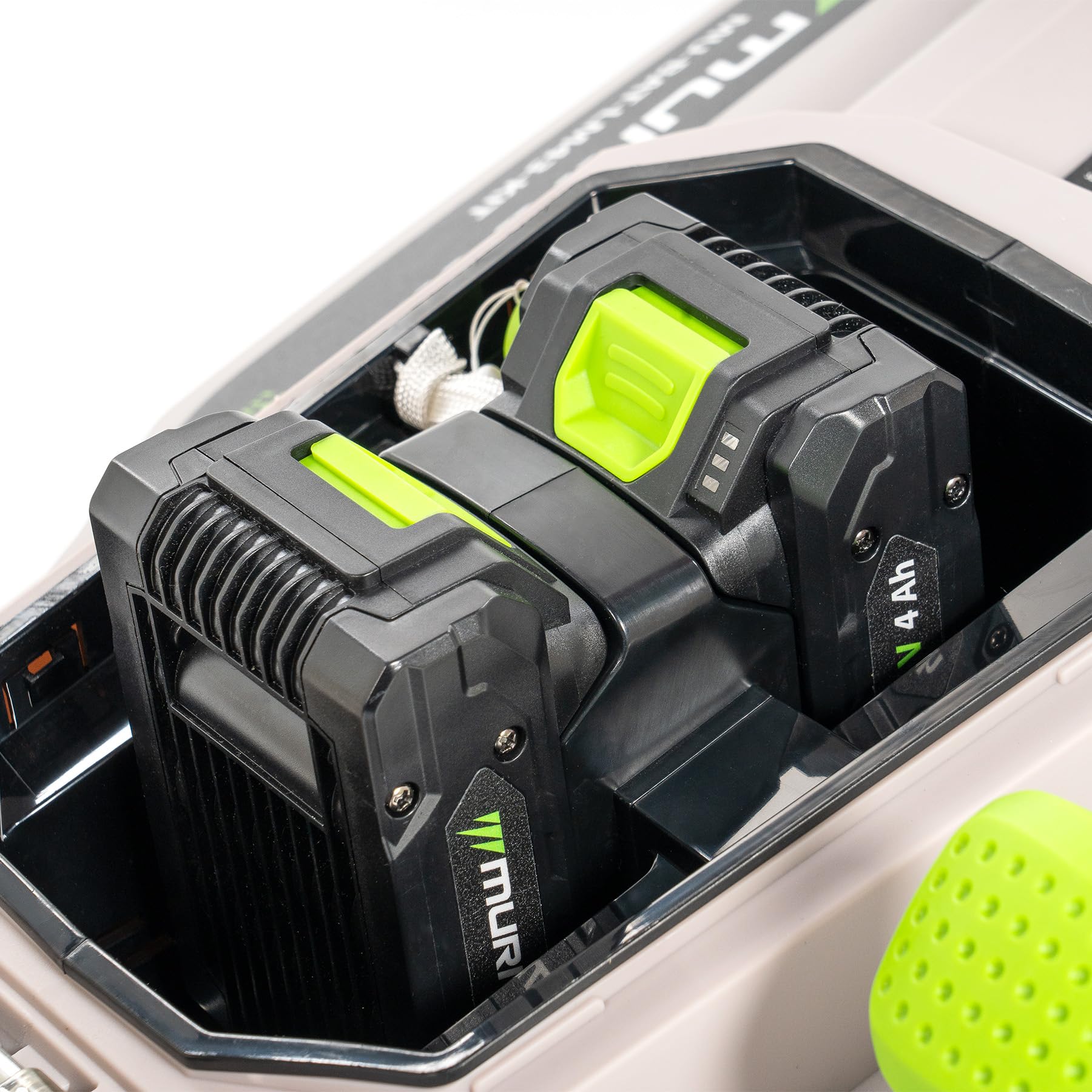 Murray Rasaerba a Batteria 2x20V Li-Ion con Motore a Induzione (2900 giri/min) MU-BAT-LM43-KIT – Larghezza di Taglio 43 cm, Raccoglierba da 50L, 6 Altezze – Taglio: Mulching, Posteriore, Cesto