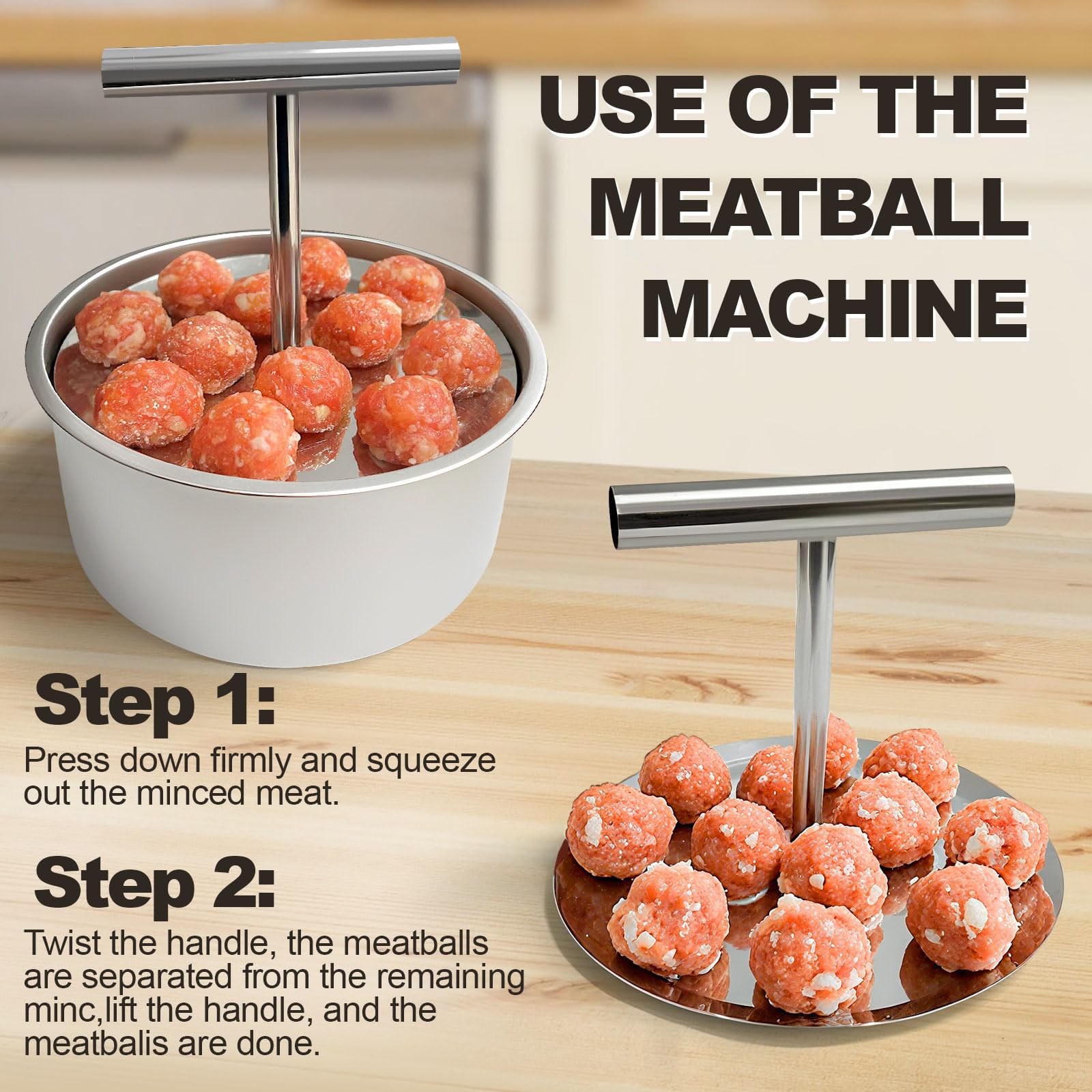 Polpette Macchina per Polpette in Acciaio, Formina per Polpettes, Manuale Baller Maker Macchinas, Formatrice Portatile per Polpettes, Riutilizzabile Macchina per Meatballs di Carne