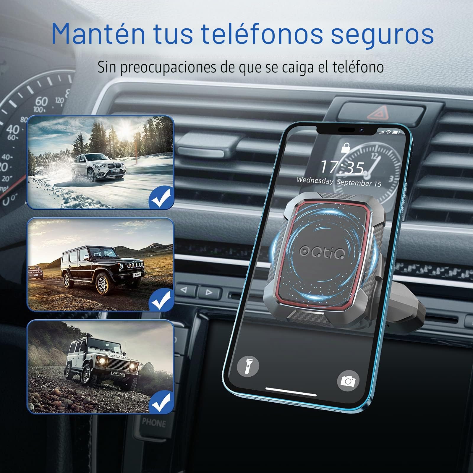 OQTIQ Soporte magnético para teléfono de Coche, Soporte para Ranura de CD con 6 imanes Fuertes, Compatible con iPhone, Samsung, Galaxy, LG y más