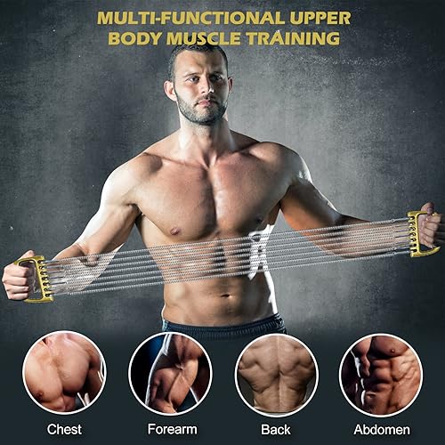 Miniatura 5 de Expansor de pecho desmontable para hombres, entrenamiento muscular, fortalecer fitness, hogar, oficina, brazo, 7 primavera, ejercicio, culturismo,