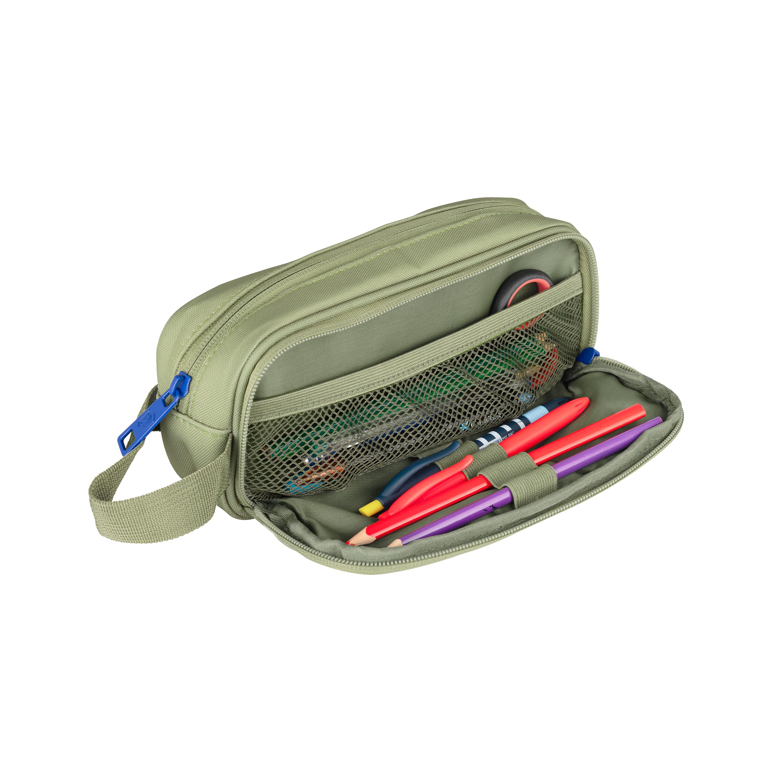 Oxford B-Smart School Pencil Case 3 Compartments, Elastic Rubber, Recycled Material RPET, Safari Green - Image 4