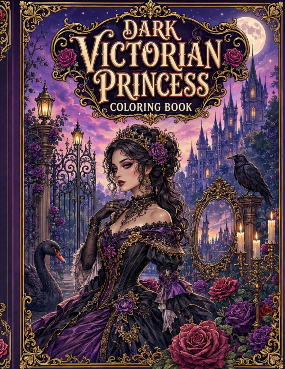 Dark Victorian Princess Coloring Book: Bold and Easy Gothic Princess Coloring Pages for Adults, Featuring Elegant Victorian Dresses, Moonlit Castles, ... Gardens, and Dark Romantic Fantasy Scenes
