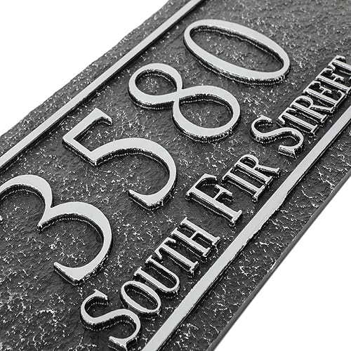 Miniatura 3 de Señal de dirección montada en césped - Letrero personalizado de número de casa con 2 estacas sólidas de metal, números de dirección para exteriores