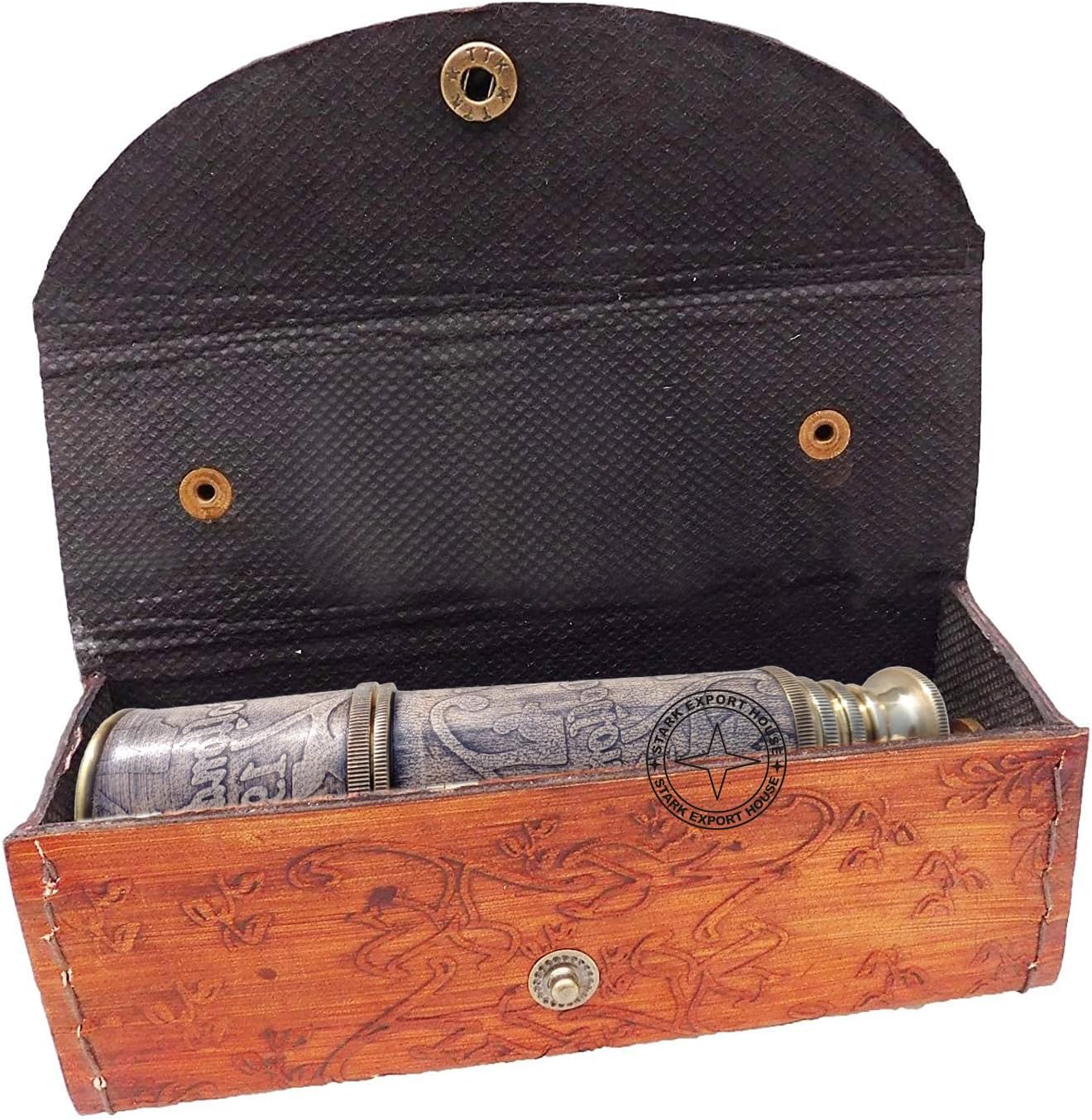 Marine Handheld Spyglass Antique Brass Telescope Binoculars Telescope 15-inches with Leather Box Best for Gift (HJGY) image 3