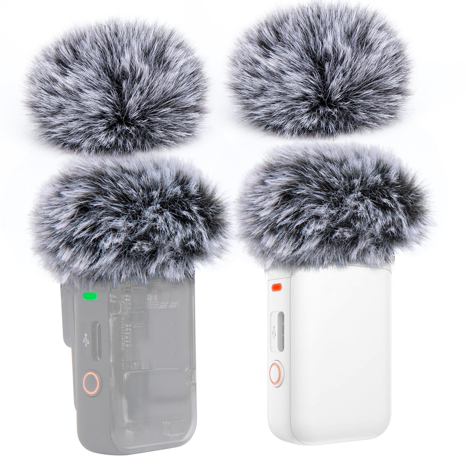 Windmuff for DJI Mic 2 - Microphone Furry Cover Outdoor Pop Filter Noise Reduction, Lavalier Mic Covers Furry Windscreen for DJI Mic 2/ Osmo Pocket 3, Wind Muff Cover Reduce Plosive Sounds(4PC)