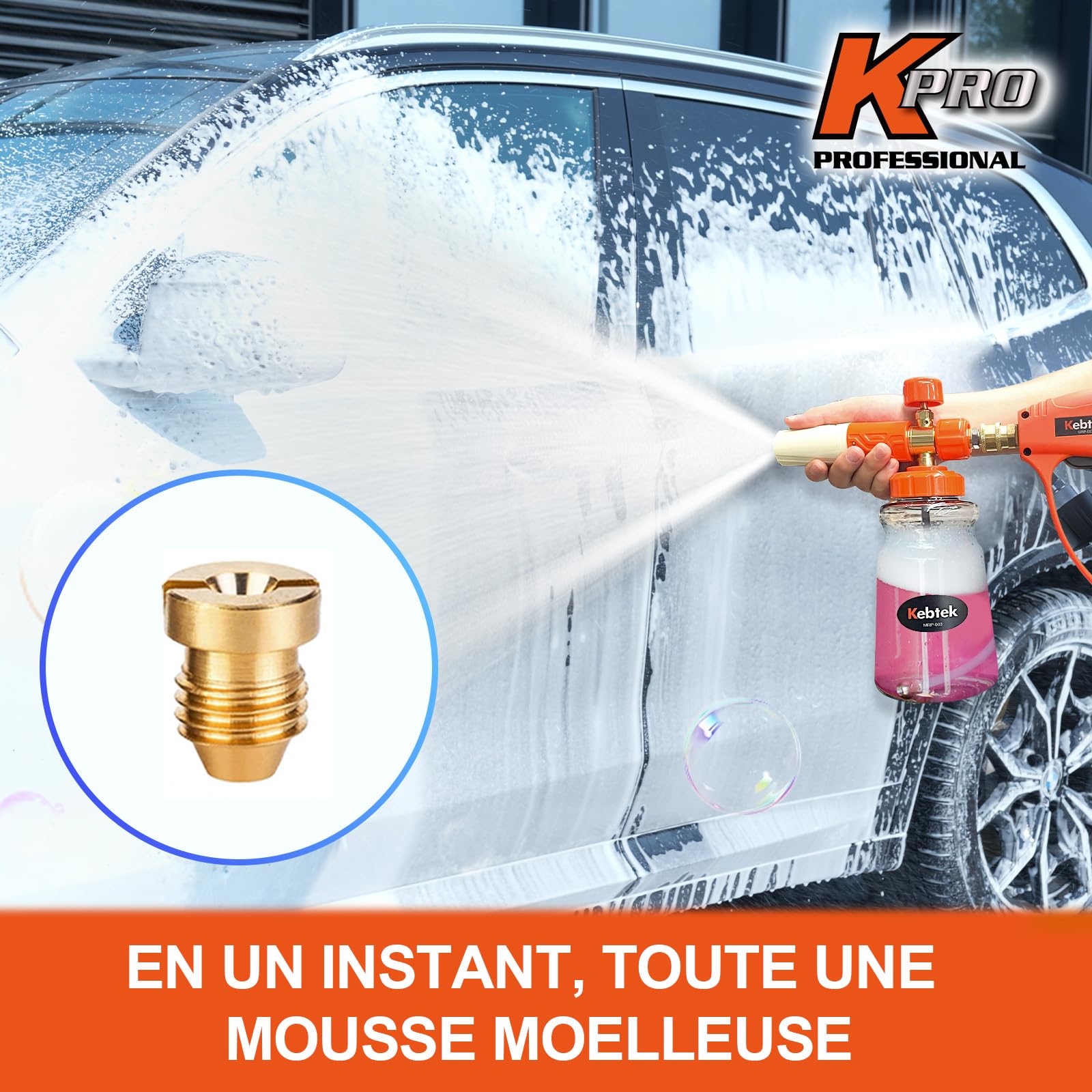 Kebtek Schaumkanone Für Kärcher K2-K7 - 1L Mit Einstellbarer Schaumdüse