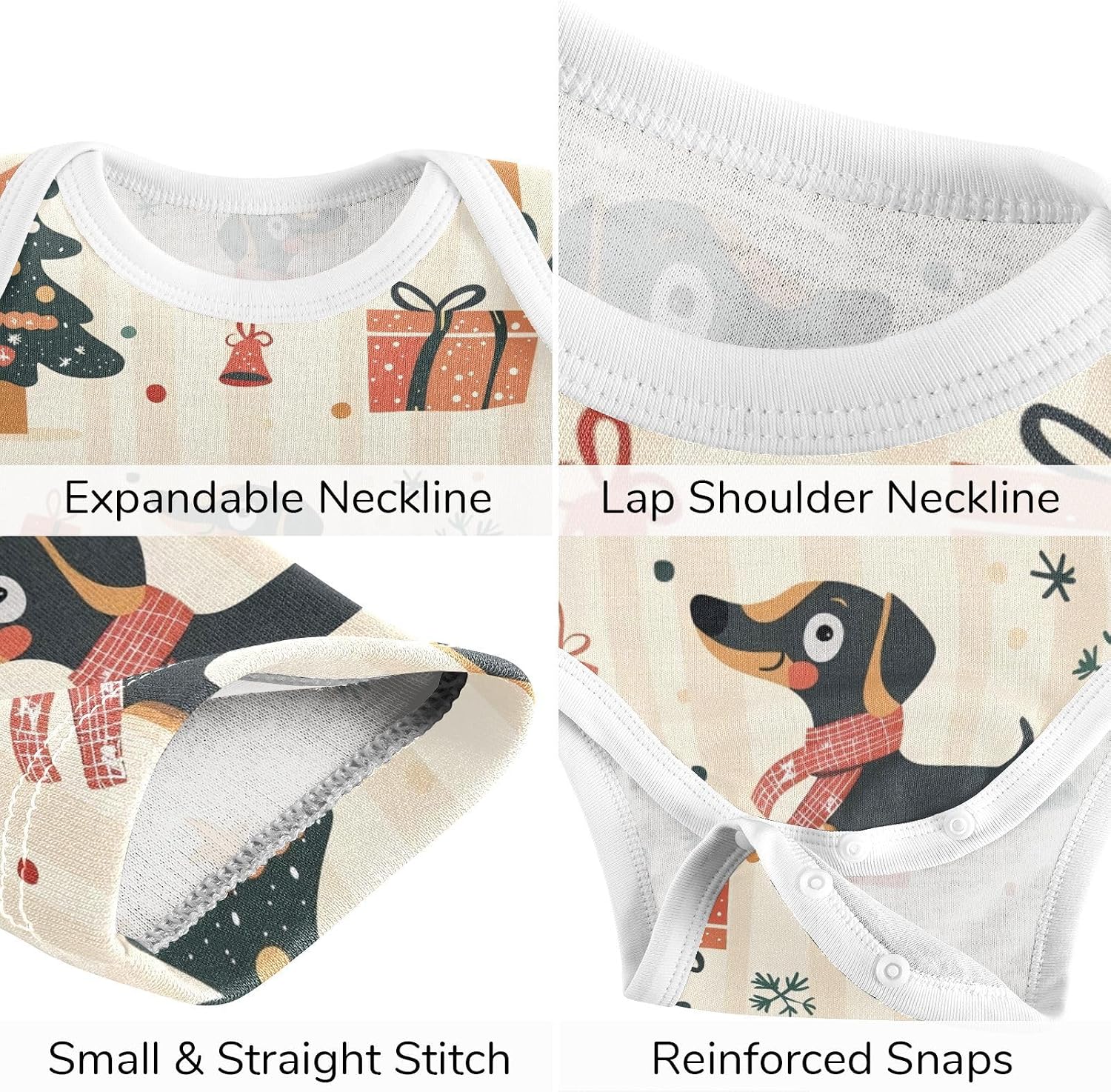 vvfelixl Baby Clothes Holiday Dachshund Joy Baby Bodysuits Set Unisex Short Sleeve Babys Pants Sets 0-3M