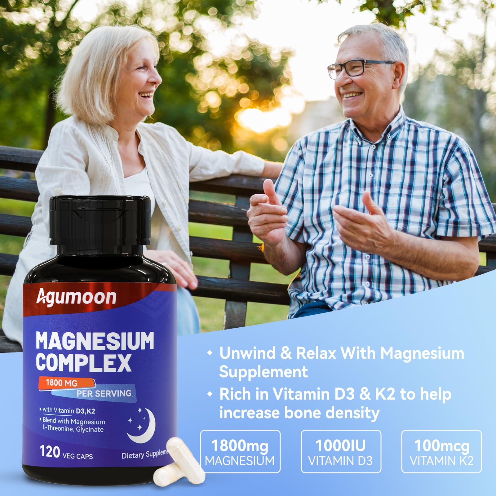Magnesium Supplement with Vitamin D3 K2, Vegan - 120 Capsules — Amazon image 3