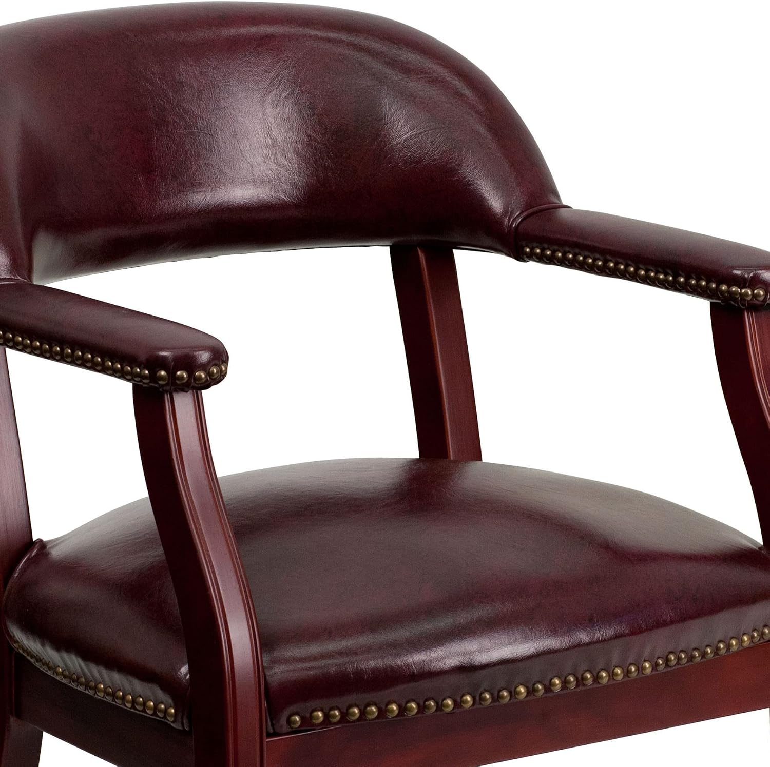 Flash Furniture Oxblood Vinyl Luxurious Conference Chair with Accent Nail Trim and Casters