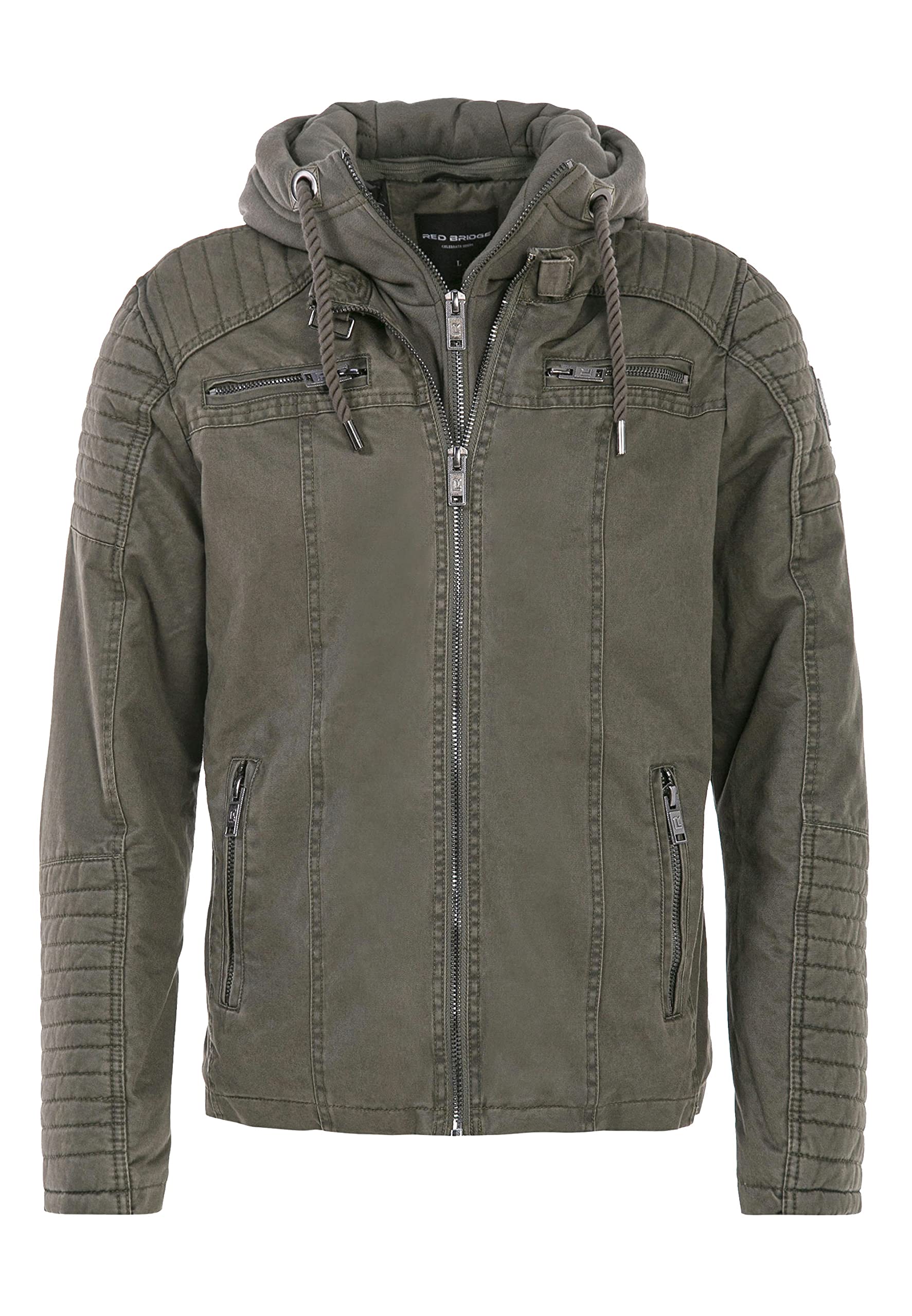 Redbridge Jacke für Herren Winterjacke Übergangsjacke mit Kapuze Gesteppt Biker-Jacke