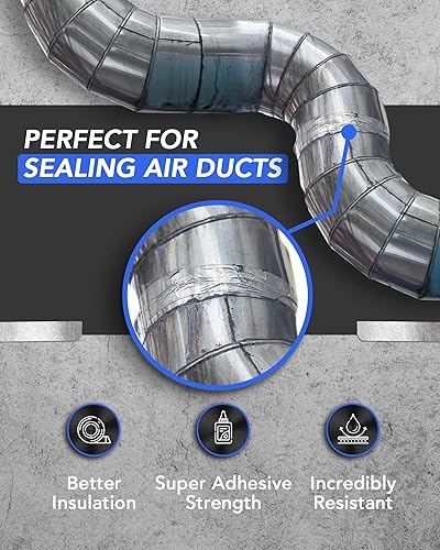 Miniatura 5 de Cinta de papel aluminio de grado profesional - 2 pulgadas por 210 pies 70 yardas perfecta para climatización sellado y parcheado de conductos de