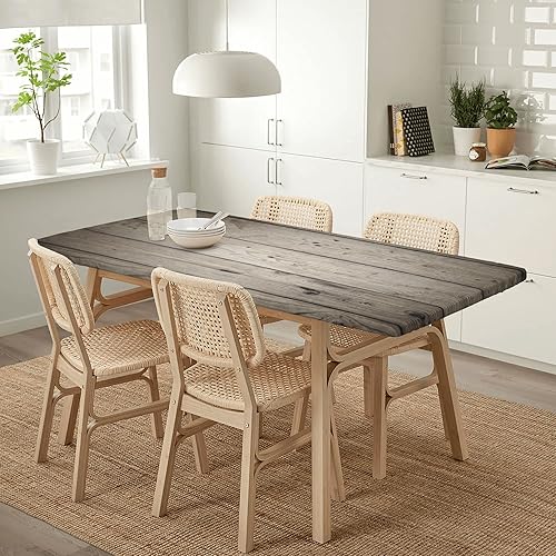 Miniatura 3 de GTEVUTS Mantel rústico de grano de madera oscura envejecida, 5 x 2.2 pies, ajustable, rectangular, tela de poliéster con bordes elásticos retro,