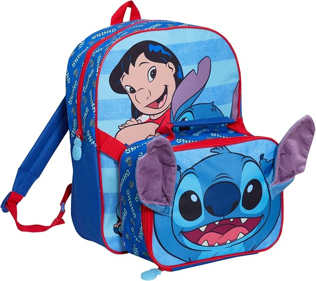 Lilo and Stitch Backpack with Lunch Bag for Kids School Bag 2 Piece Matching Insulated Lunch Set