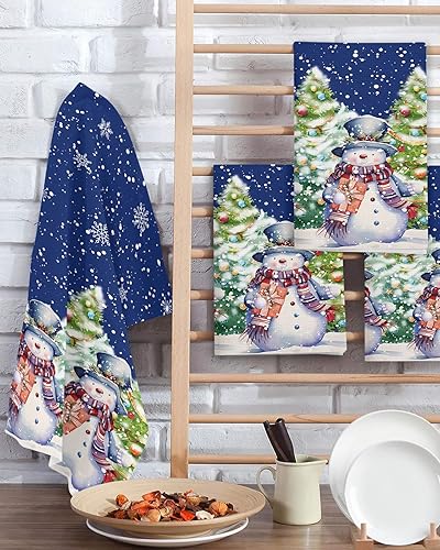 Miniatura 2 de Kitchen Towel 2 Packs Cotton Waffle Weave, Merry Christmas 16 x 24 Inch Absorbent Quick Drying Dish Towels Clothes for Kitchen Living Room Washable