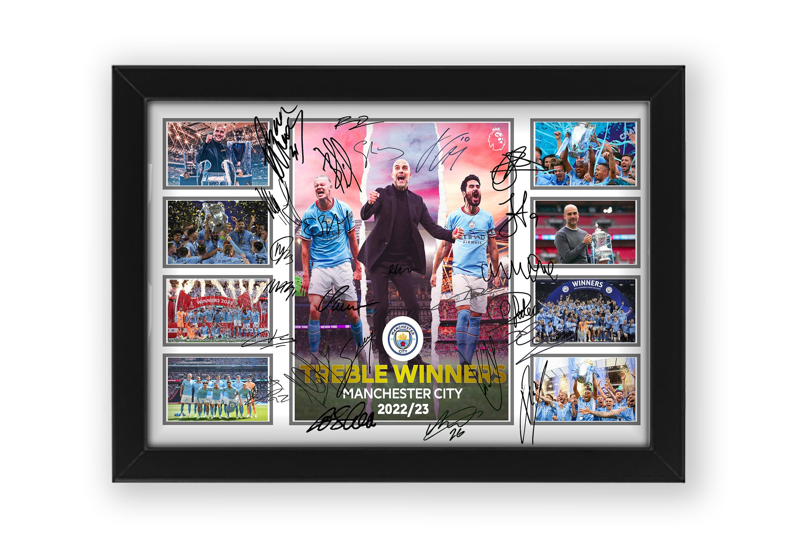 AllStarMedia Manchester City Treble Winning Champions Autograph Poster Print