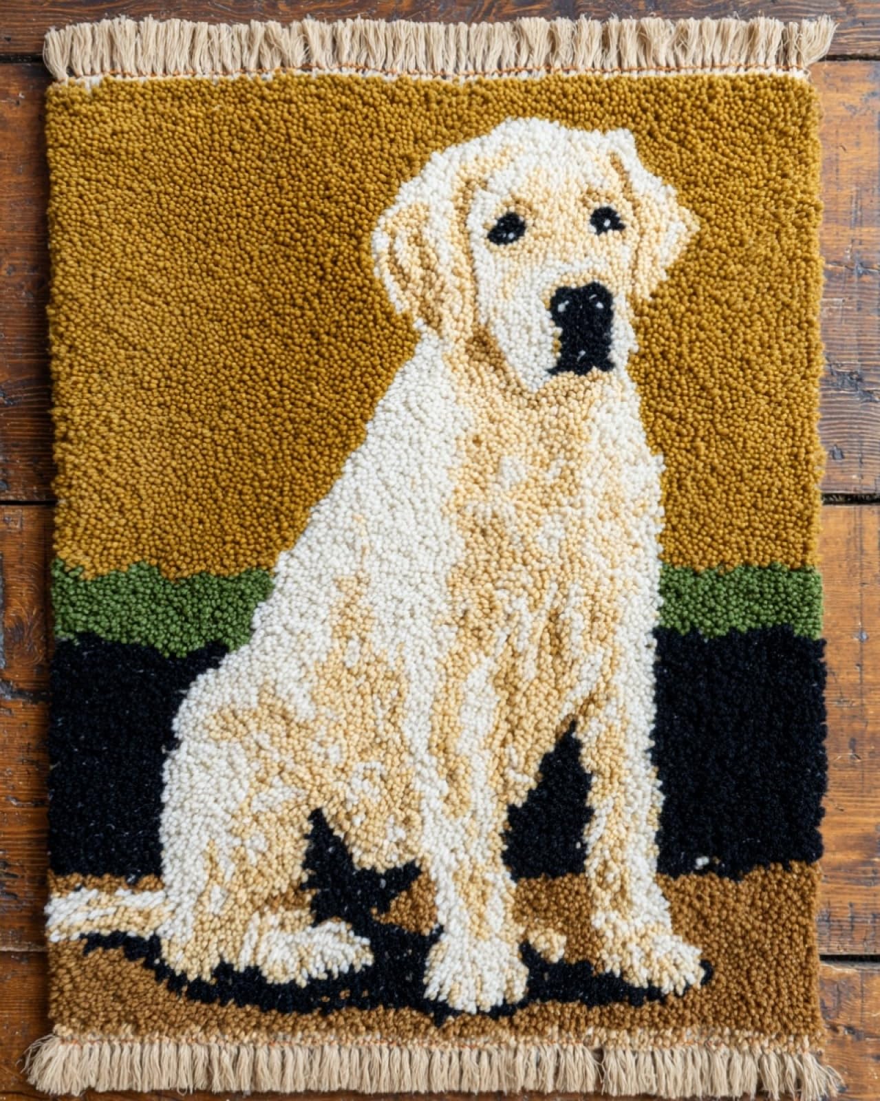 Wallphantom Diy Kit Per Fabbricare Tappeti,Labrador Retriever,Kit Gancio Di Chiusura,Set Di Tappeti Ricamati All'Uncinetto,Modello di colore prestampato,90x120cm