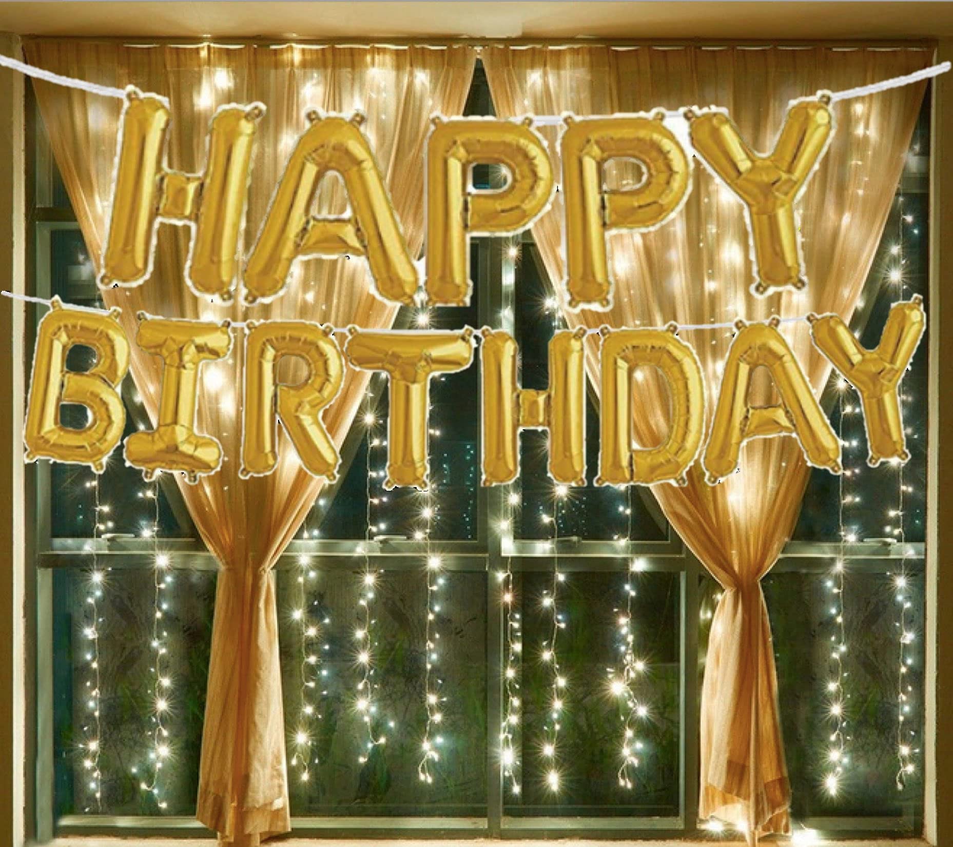 Happy Birthday Balloon Aluminum Foil Banner Party Decor Supplies for Birthdays Reusable 3D Strong Material with Straw and Ribbon. Big Sized Letters 14