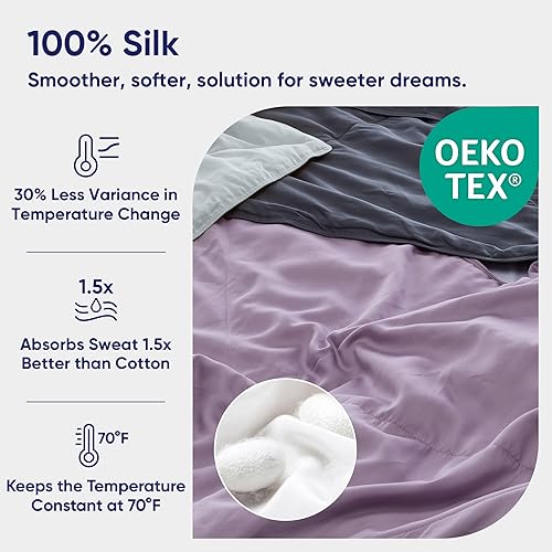 Miniatura 3 de Vesta Edredón refrescante de seda, manta ligera lavable para durmientes acalorados, seda de morera, control de humedad y calor para uso en todas las