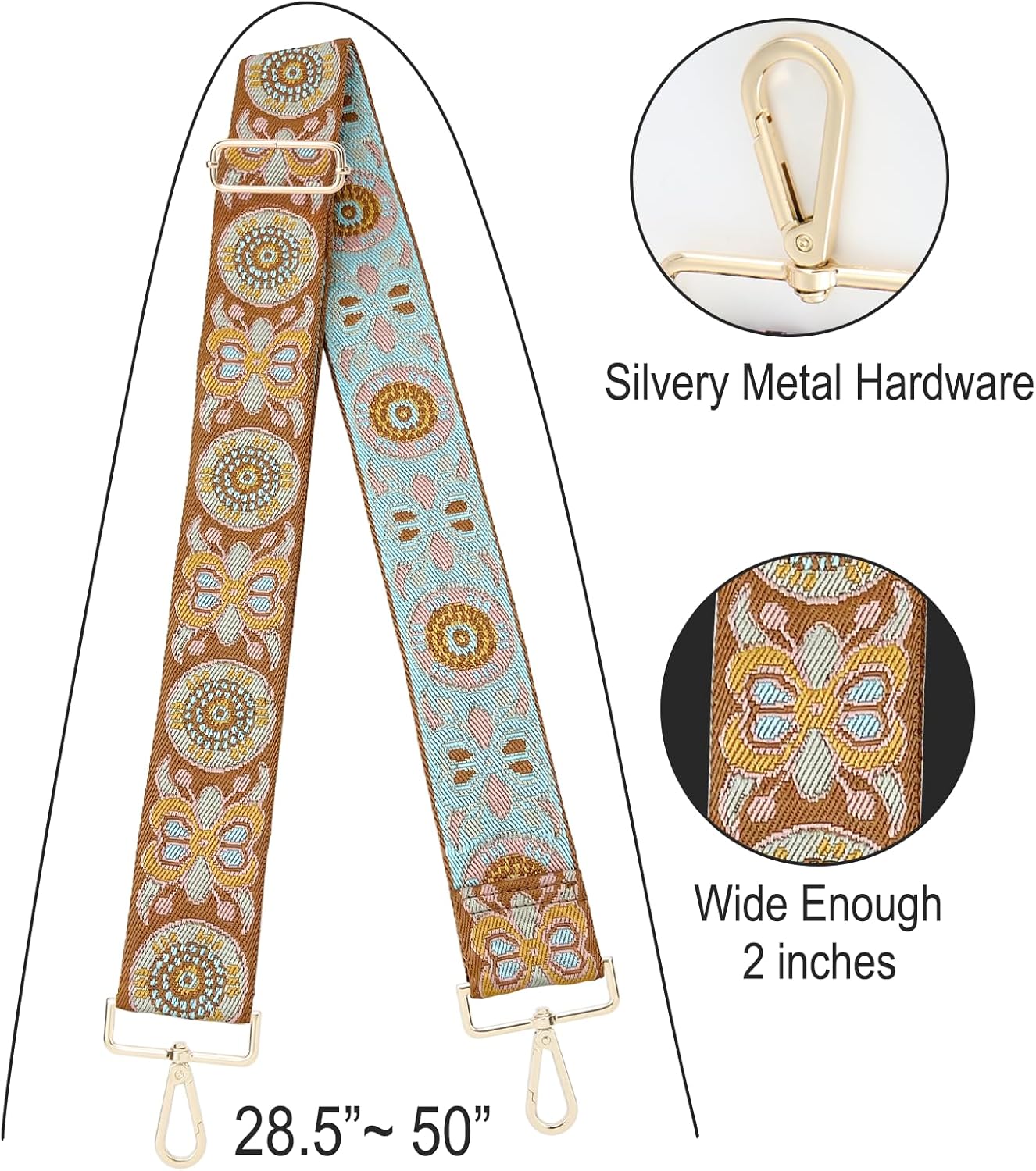 GINJKGO Purse Straps Replacement Crossbody - Adjustable Bag Strap for Purses, Wide Shoulder Strap for Women Guitar Purses - Image 3