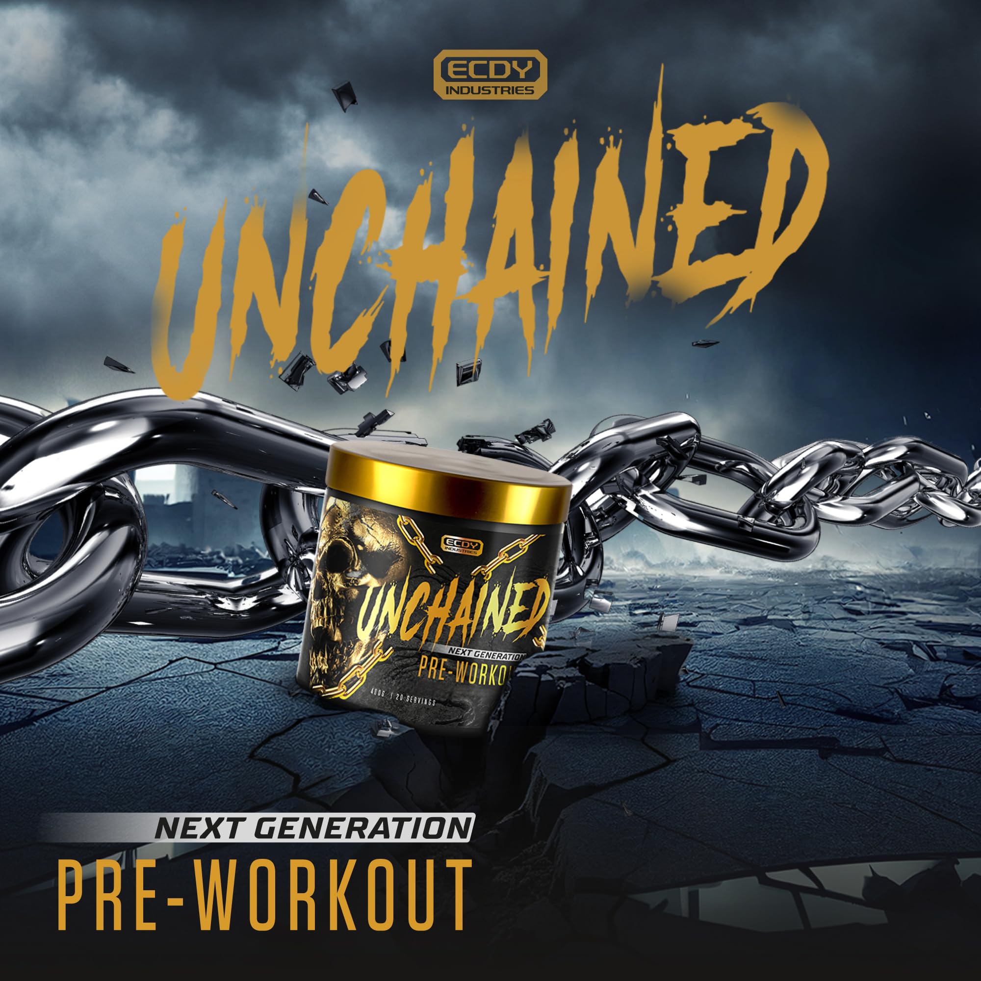 UNCHAINED Pre Workout Booster mit Koffein | 400 g | Fitness Drink mit L-Arginin, L-Citrulin-Malat & Beta-Alanin | Preworkout Booster für 100% Fokus, Pump & Energy | Fresh Cherry