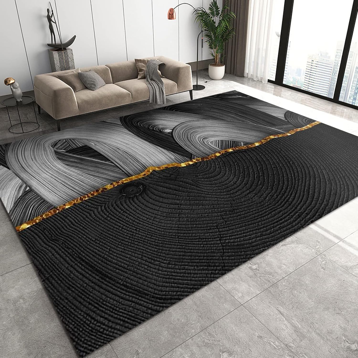 Tapis 3D géométrique abstrait 180x280 cm antidérapant pour grand salon et chambre