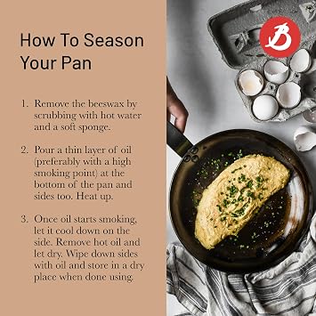 de Buyer MINERAL B Carbon Steel Omelette Pan - 8 Diameter, 5.5 Cooking Surface - Naturally Non-Stick Finish - Made in France