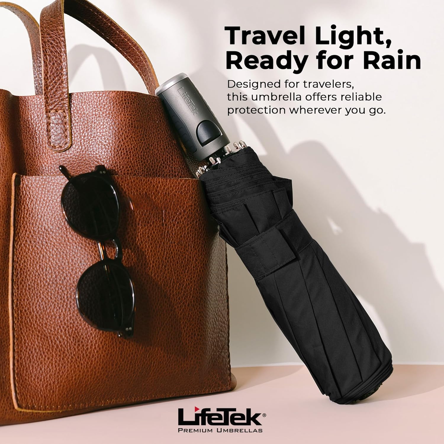 LifeTek Premium Travel Umbrella - Windproof & Compact for Men & Women, Automatic Open Close, Fits in Purse Laptop Bag or Backpack, Strong Frame for Heavy Rain & Sun UV Protection - Image 7