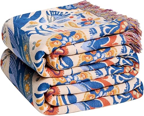 Miniatura 35 de Manta de arrullo Boho - 50"x60" 100% algodón ultra suave y ligera, manta de otoño de 4 capas transpirable, mantas de muselina para cama y sofá,