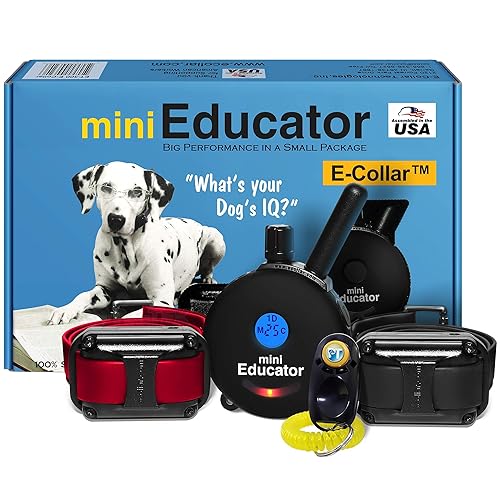 Educator ET-302 Black Mini E Collar for Dog Training with Remote - 1/2 Mile Range, Waterproof, 100 Blunt Stimulation Levels, Tone or Vibration Mode, Night Light for Small, Medium & Large Dogs (2 Dogs)