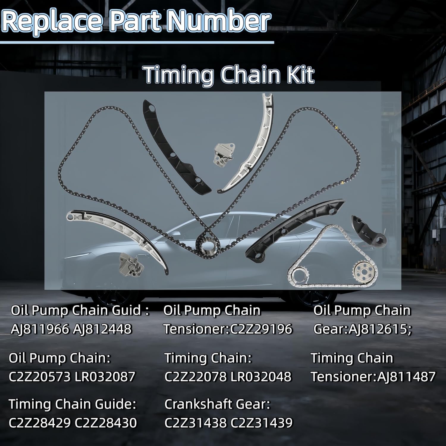3.0 306PS AJ126 Overhaul Repair Kit w/Timing Chain Kit Gasket Set Con-Rod Piston/Rings Bearing Kit Fit for Jaguar LR4 F-Type XF XJ XE Land Rover Discovery LR4 Range Rover/Sport 3.0L V6 2014-2020