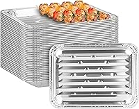 Vista 8 de PARTY BARGAINS Sartenes de aluminio para asar, paquete de 4, sartenes desechables resistentes para cocinar, asar, barbacoa, picnic (máximo 464.0 °F)