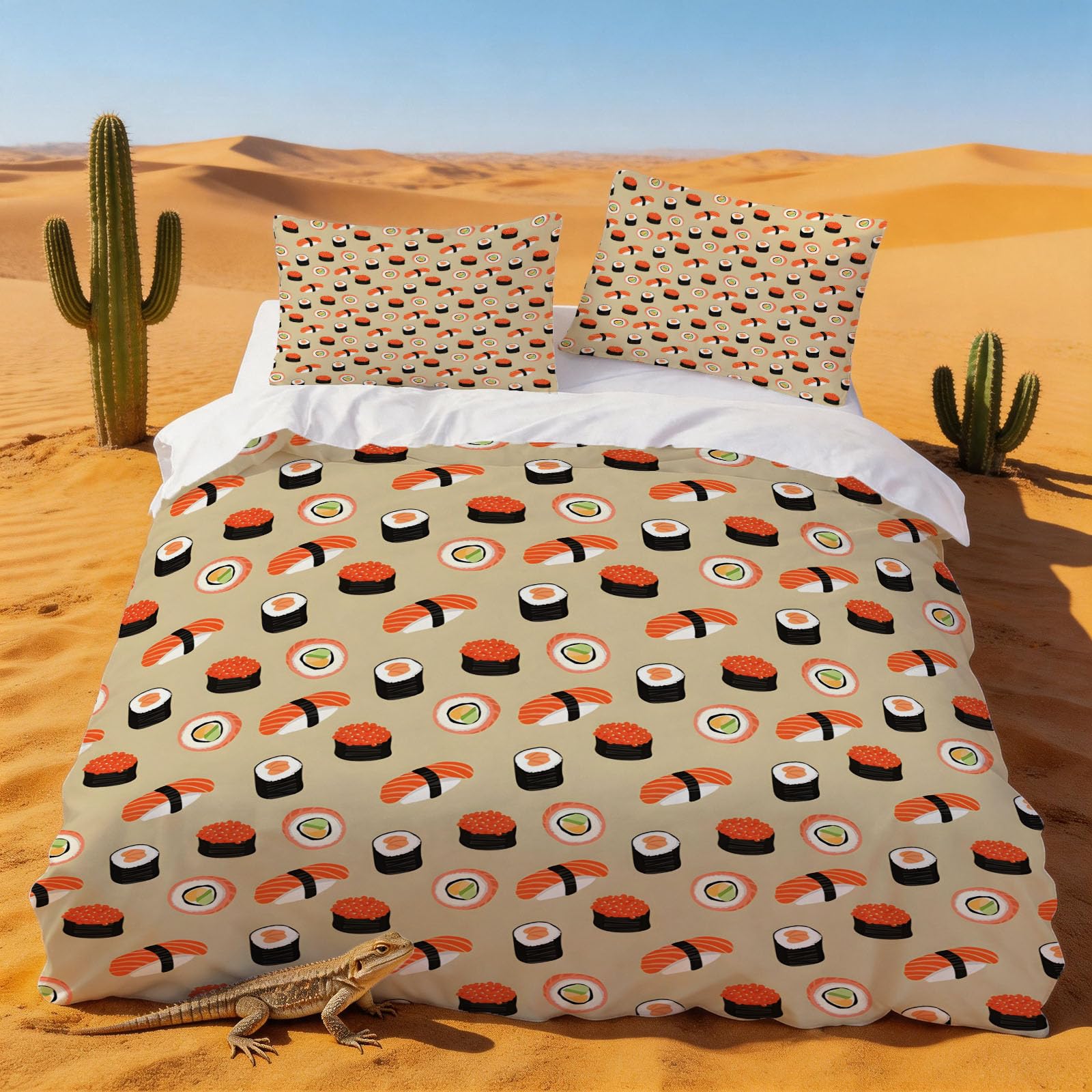 Housse de couette 220x240 japonaise sushis pour une décoration de chambre originale