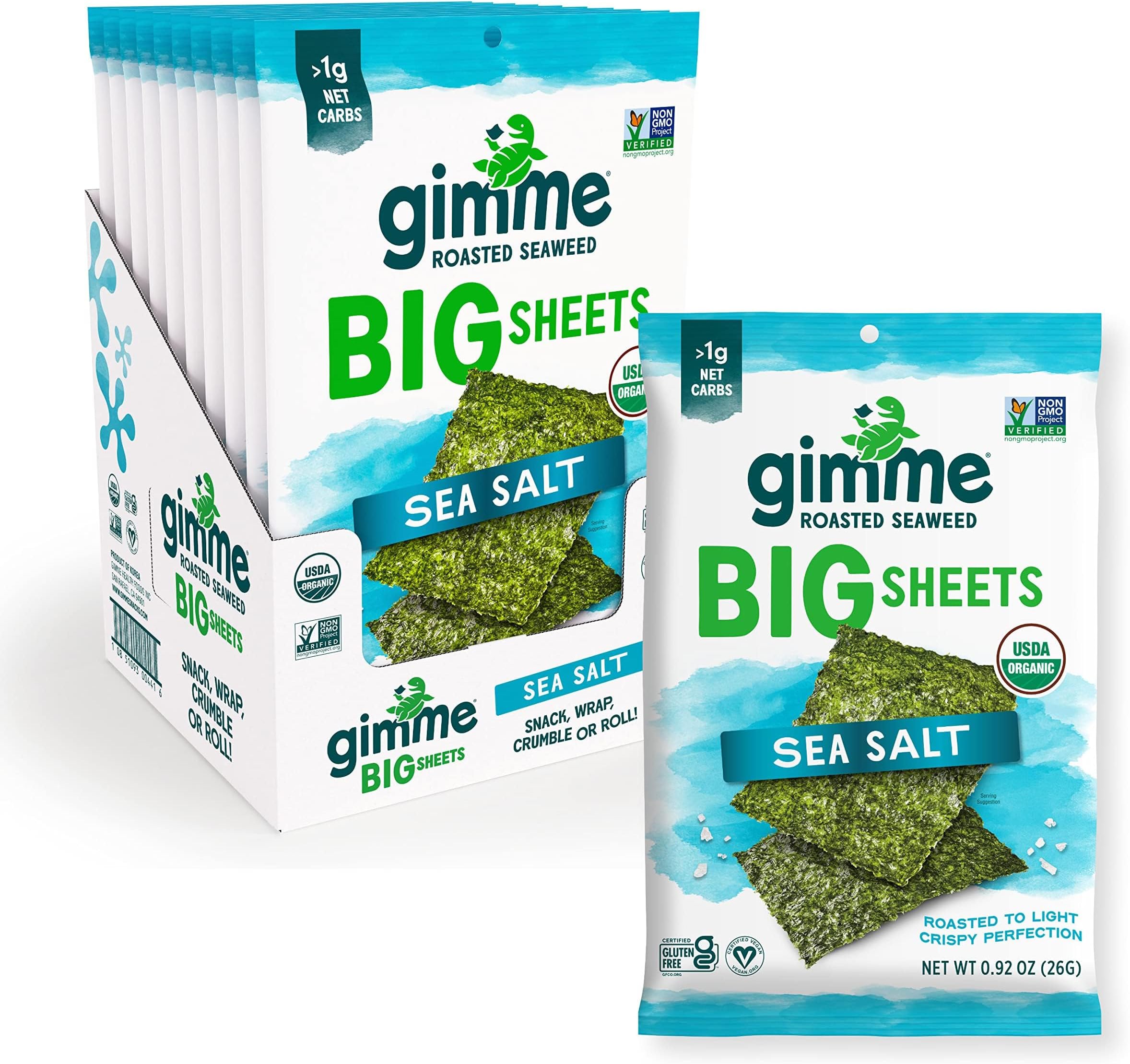 gimMe Organic Roasted Seaweed Full Sheets Sea Salt