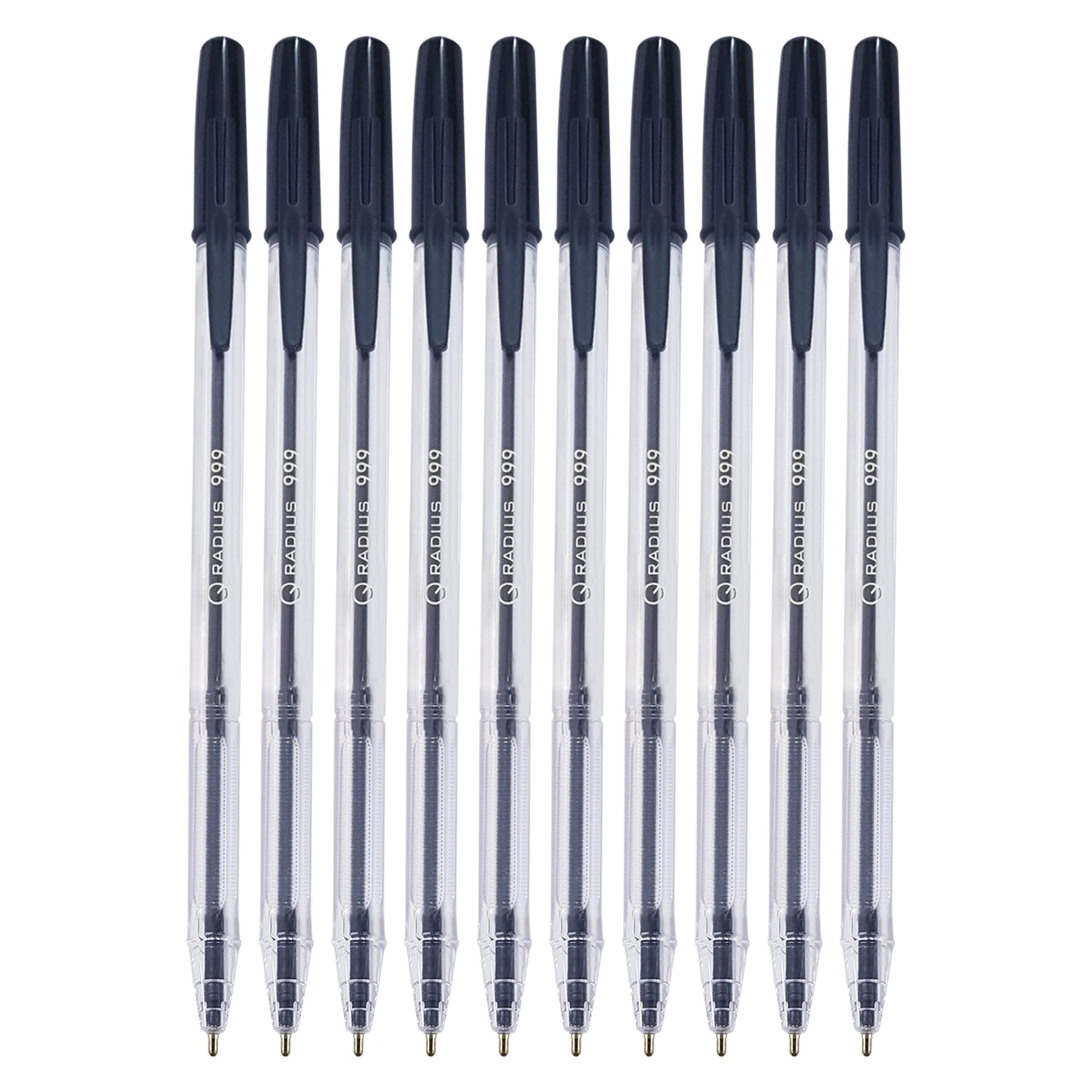 9Stic Ballpoint Pens, BLACK, Medium Point (1.0 mm), Pack of 50, Trio Comfort Grip, Smooth Biro Ball Pens, Perfect for School Office Home Use, iZOFAX