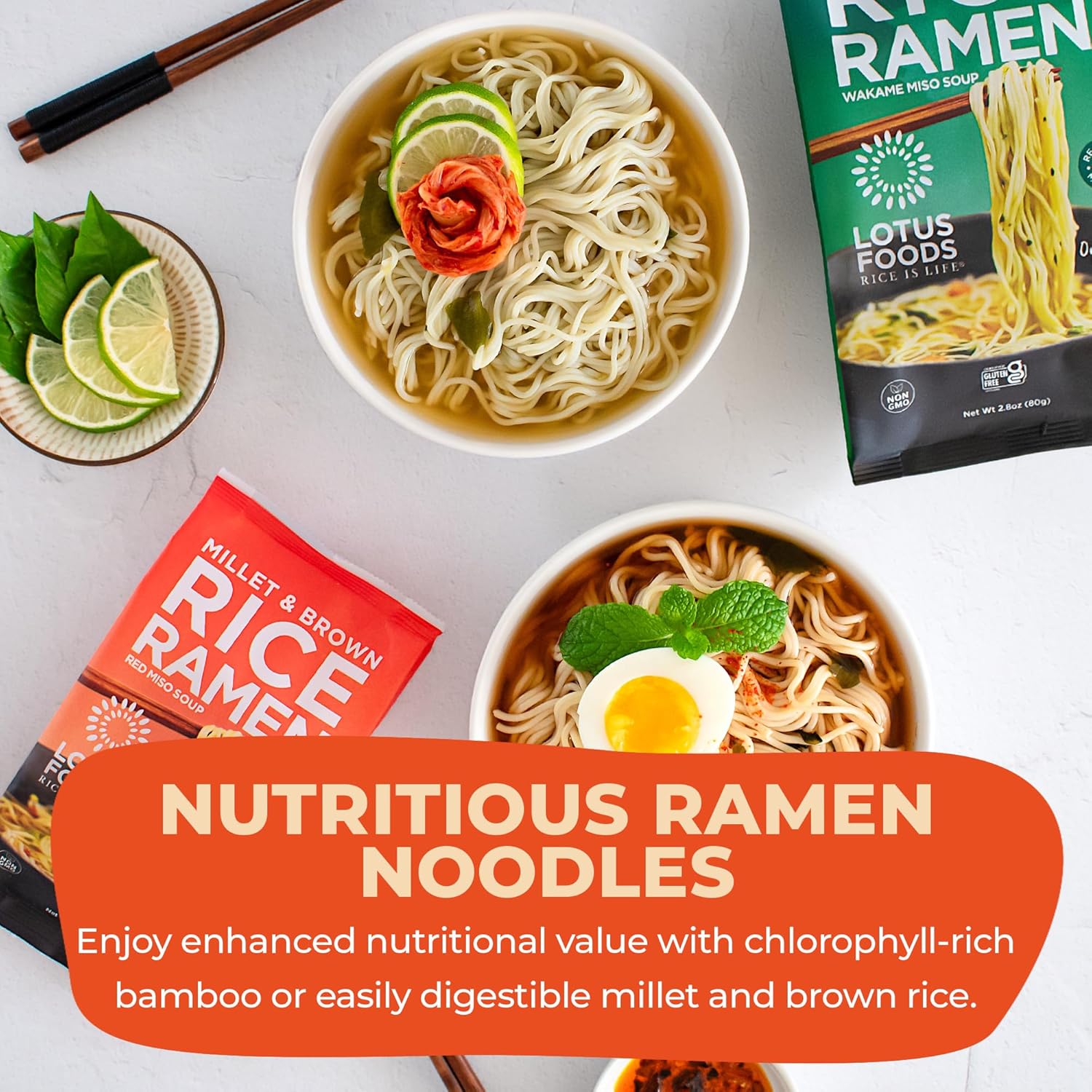 Lotus Foods Bulk Organic Rice Ramen with Miso Soup Variety Bundle - Jade Pearl, Millet & Brown Rice, Gluten Free Rice Ramen, Whole Grain Ramen Noodles - 2.8 oz Bags (Pack of 10)