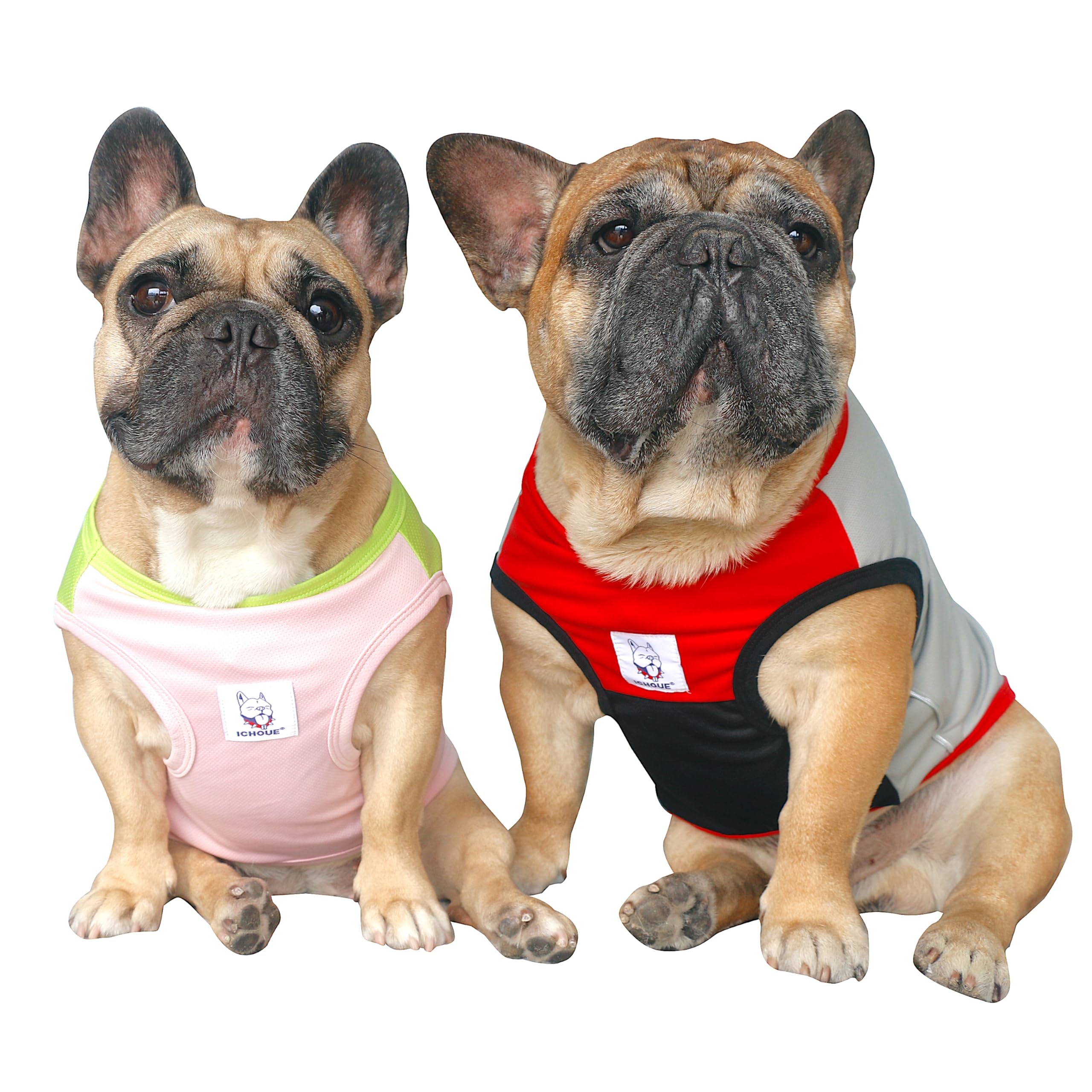 iChoue 2pcs French Bulldog Summer Cooling Shirts Pink Green Red - Medium — image 1
