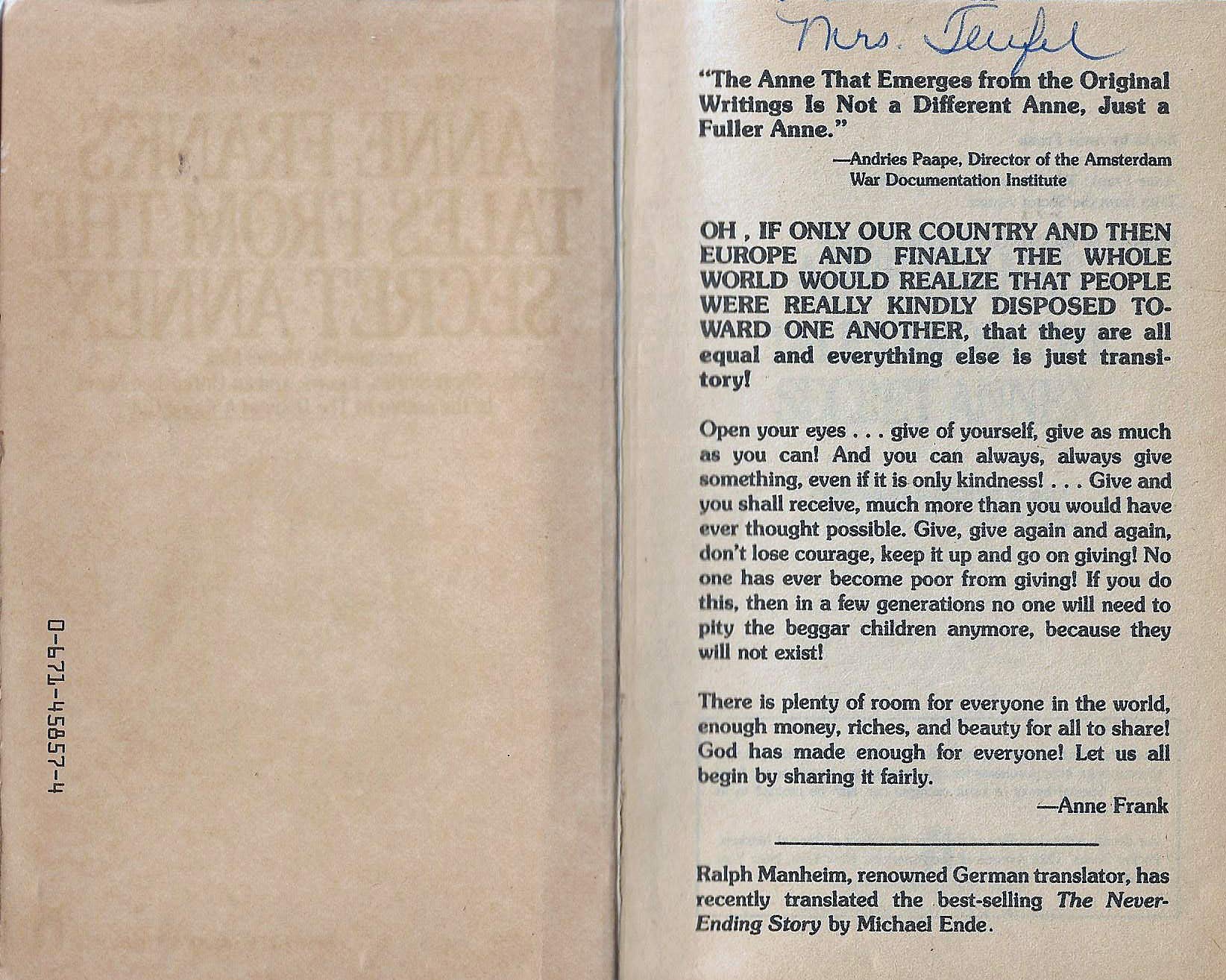 Anne Frank's Tales from the Secret Annex
