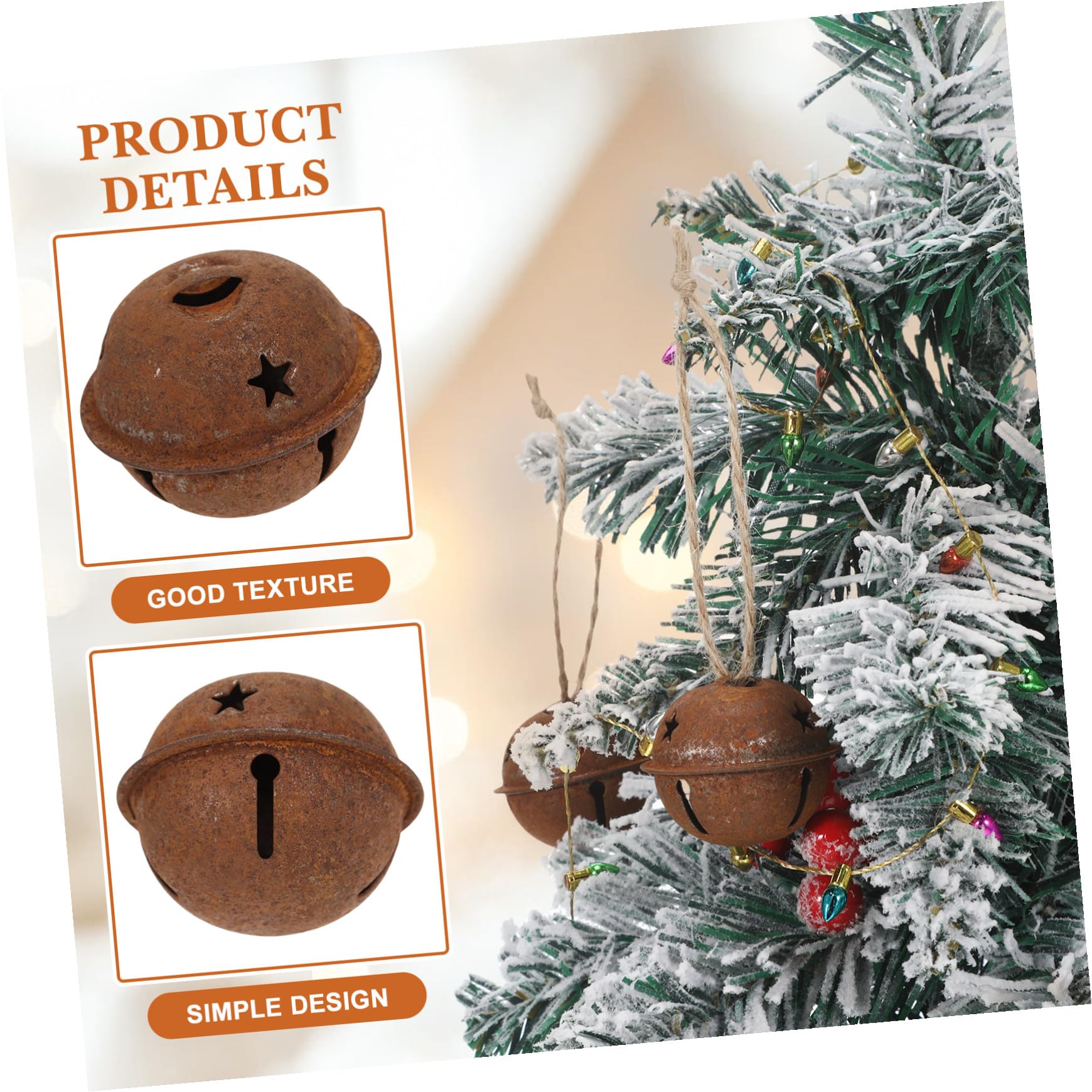 INOOMP 24pezzi Campanella Natalizia Arrugginita di Metallo Campanellini Decorativi per Albero di Natale Campana Fai da Te Artigianale Adatta per Ornamenti Natalizi e Rustic