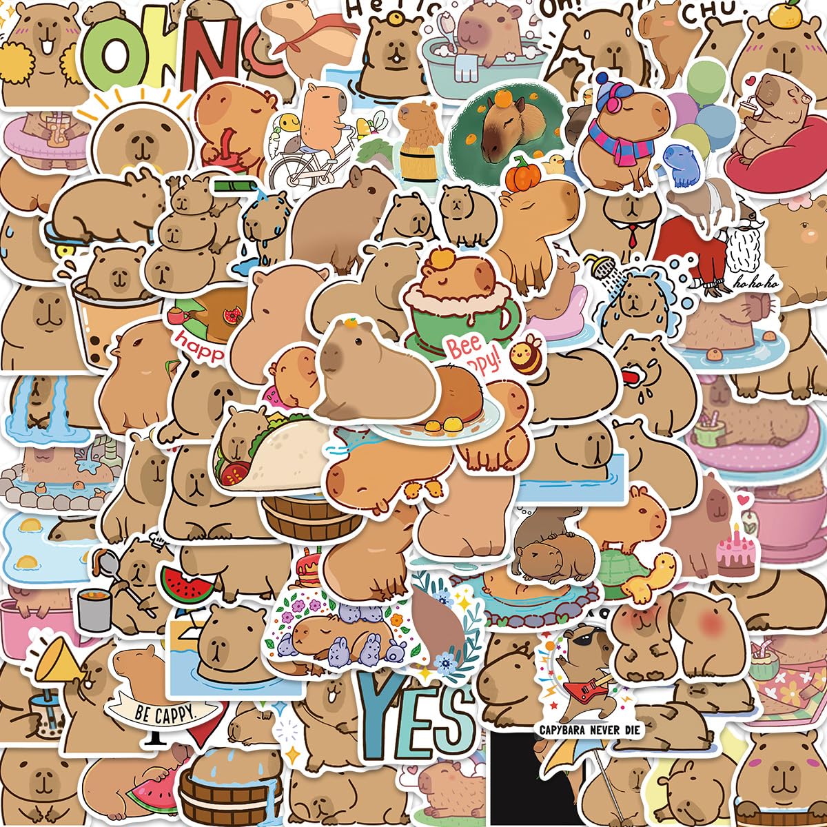Capybara Spiegel Aufkleber für Laptop (100PCS),Geschenk für