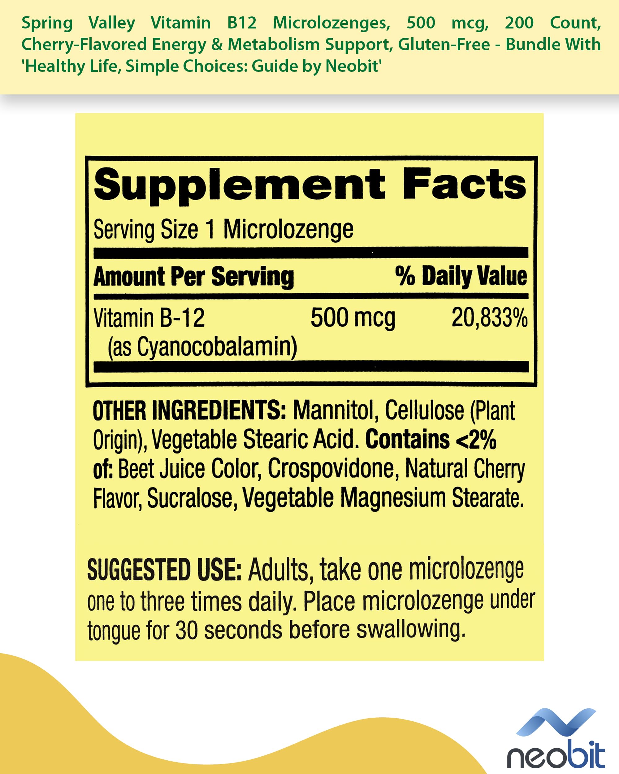 Spring Valley Vitamin B12 Microlozenges, 500 Mcg, 200