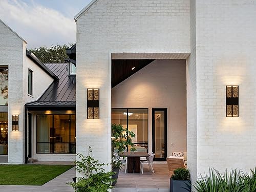 Miniatura 7 de Luces LED de pared para exteriores, 15 pulgadas, color negro, para porche, para casa, aplique de pared moderno exterior con cristal de cristal,