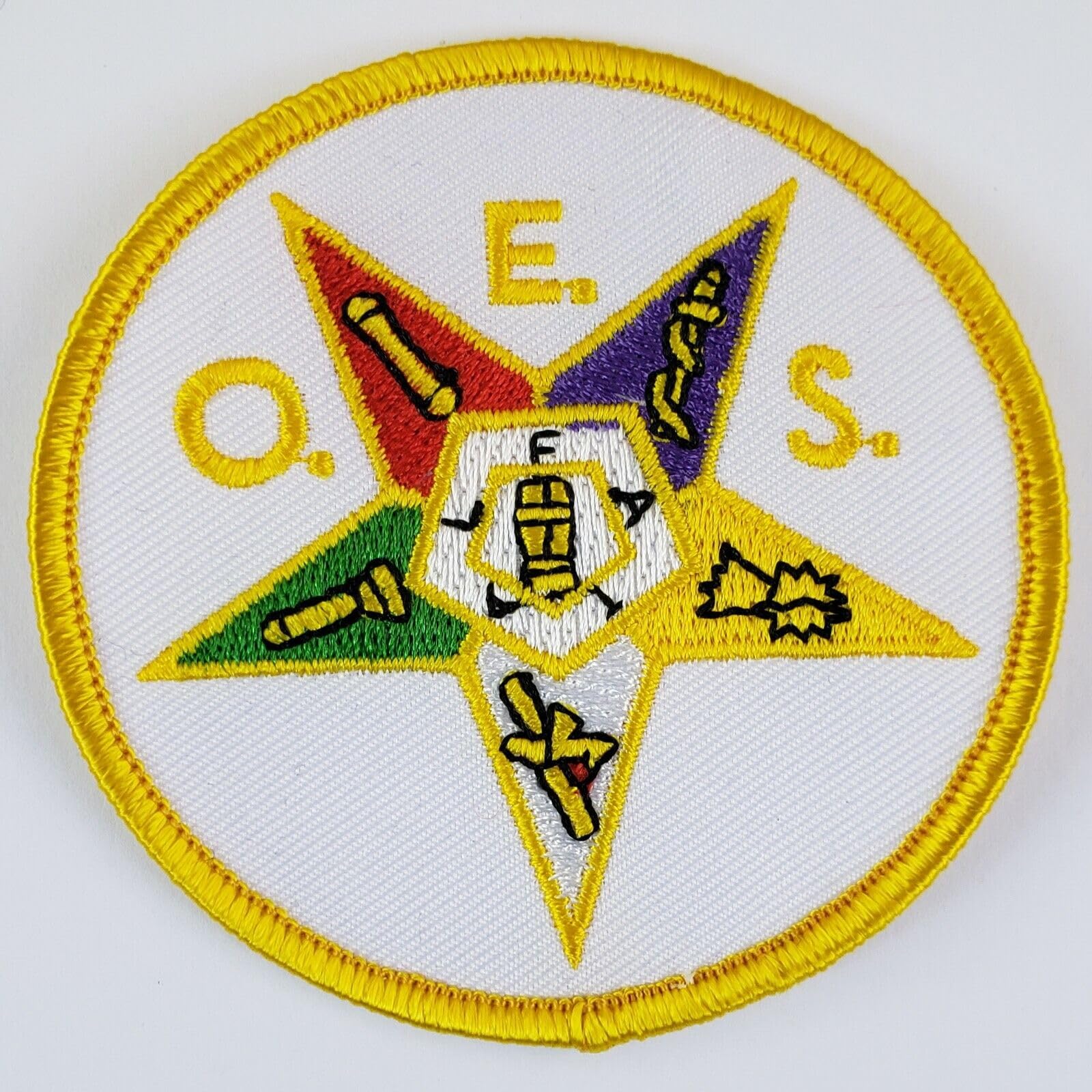 GenericOrder of The Eastern Star OES Masonic Embroidered Patch Iron On White Gold Biker Mason Freemason