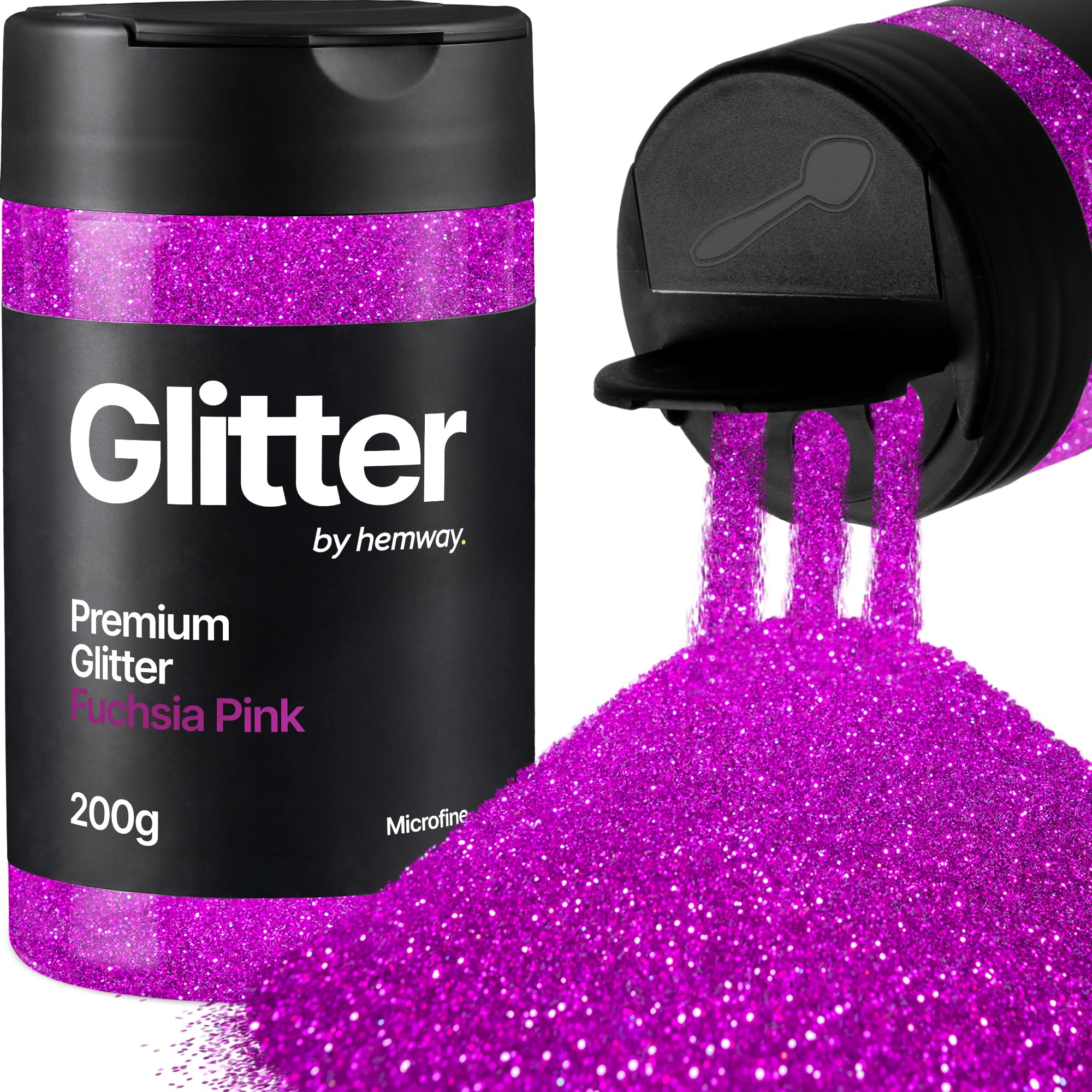 Hemway Fuchsia Pink Glitter Shaker, 200g Microfine Glitter for Crafts Metallic Flake Sequins for Resin & Epoxy Crafts for Decorating, Halloween, Christmas, Nail, Face, Art