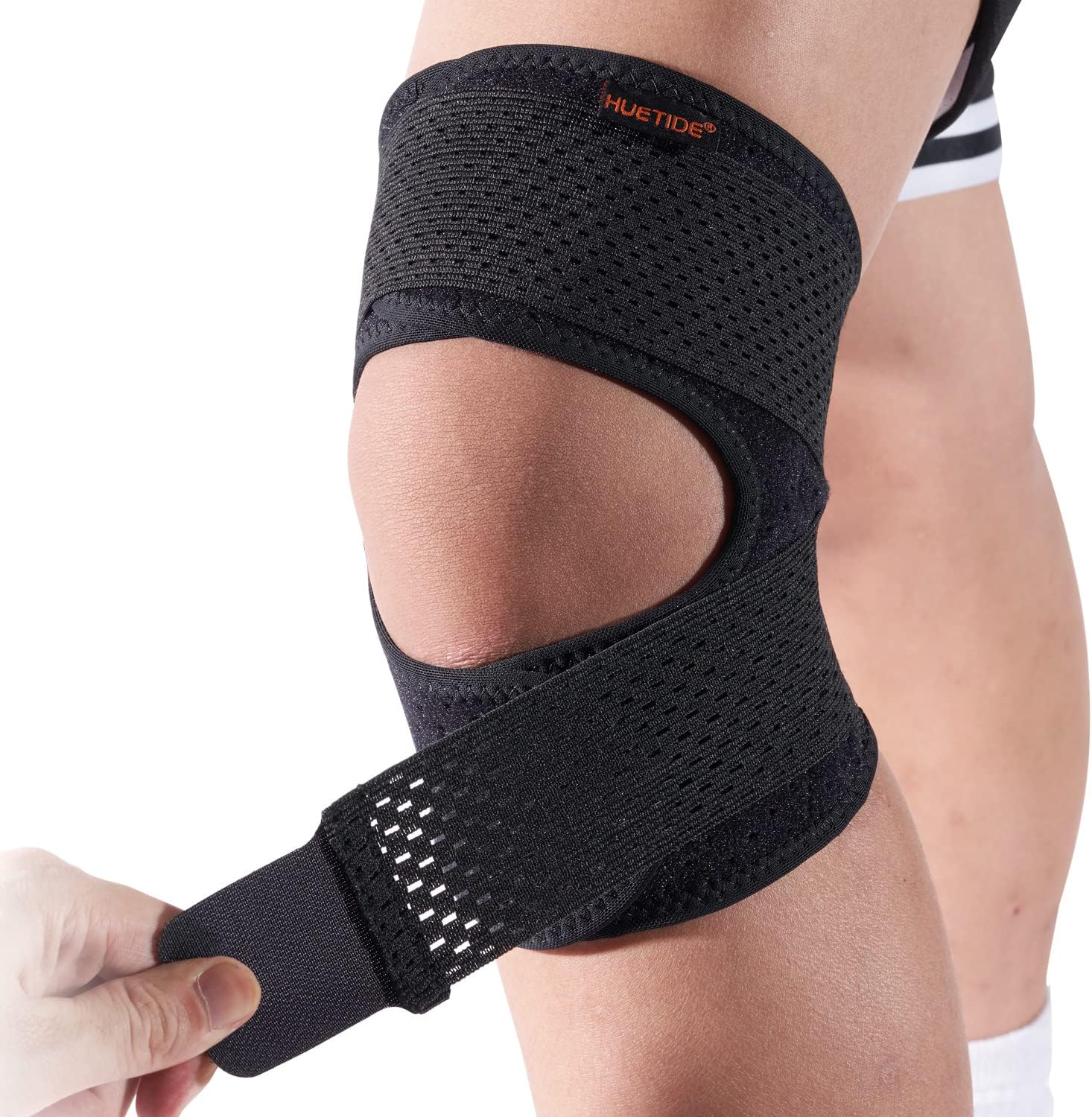 HUETIDE Patella Tendon Knee Strap,Knee Support for Women and Mens Open Patella Knee Compression,Adjustable Knee Brace for Arthritis,Runing,meniscus Tear,walking,Sports,X-Large