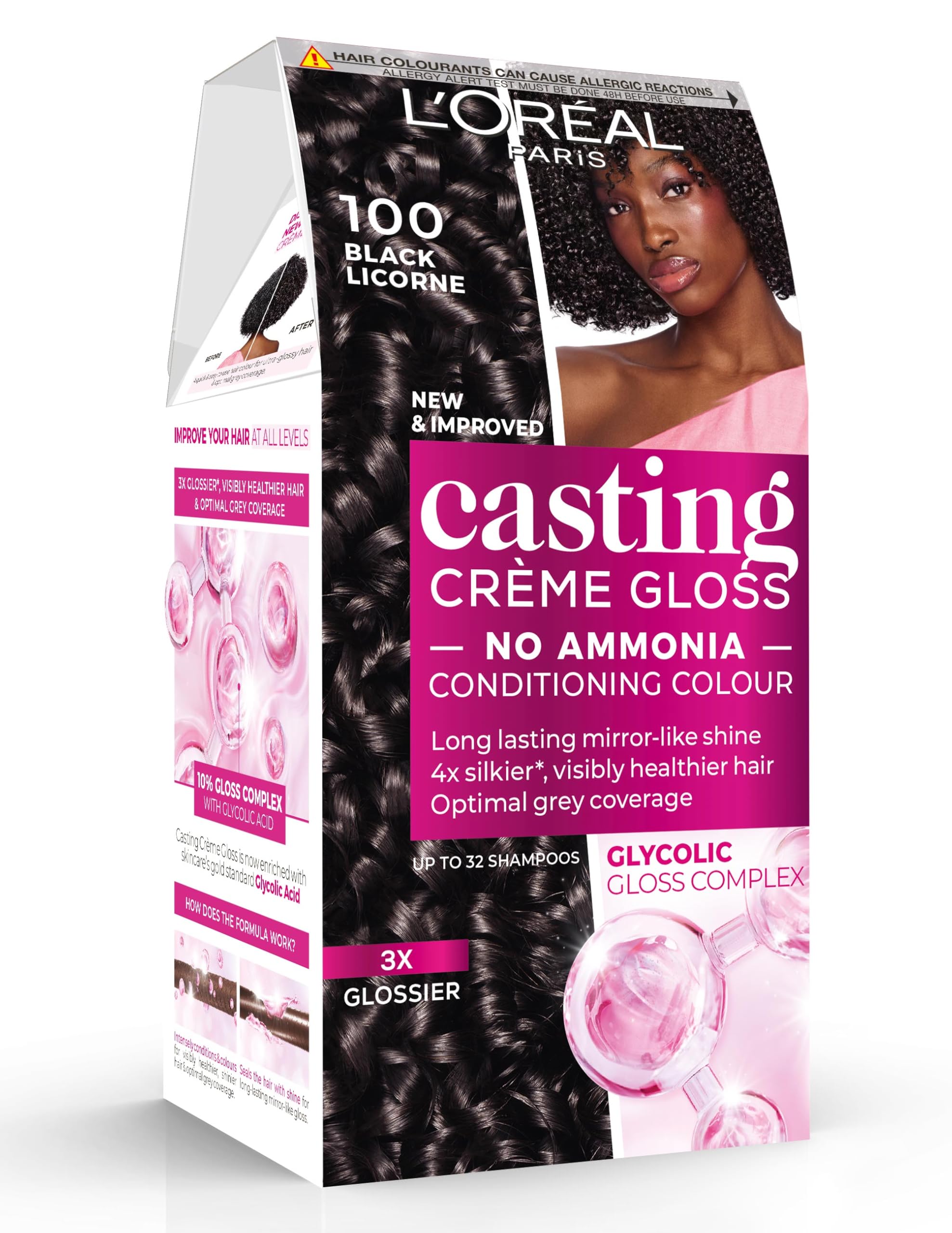 Casting Crème Gloss 100 Liquorice: No Ammonia, Lasts 32 Washes. Up to 3x Glossier, 4x Silkier, Visibly Healthier Hair.