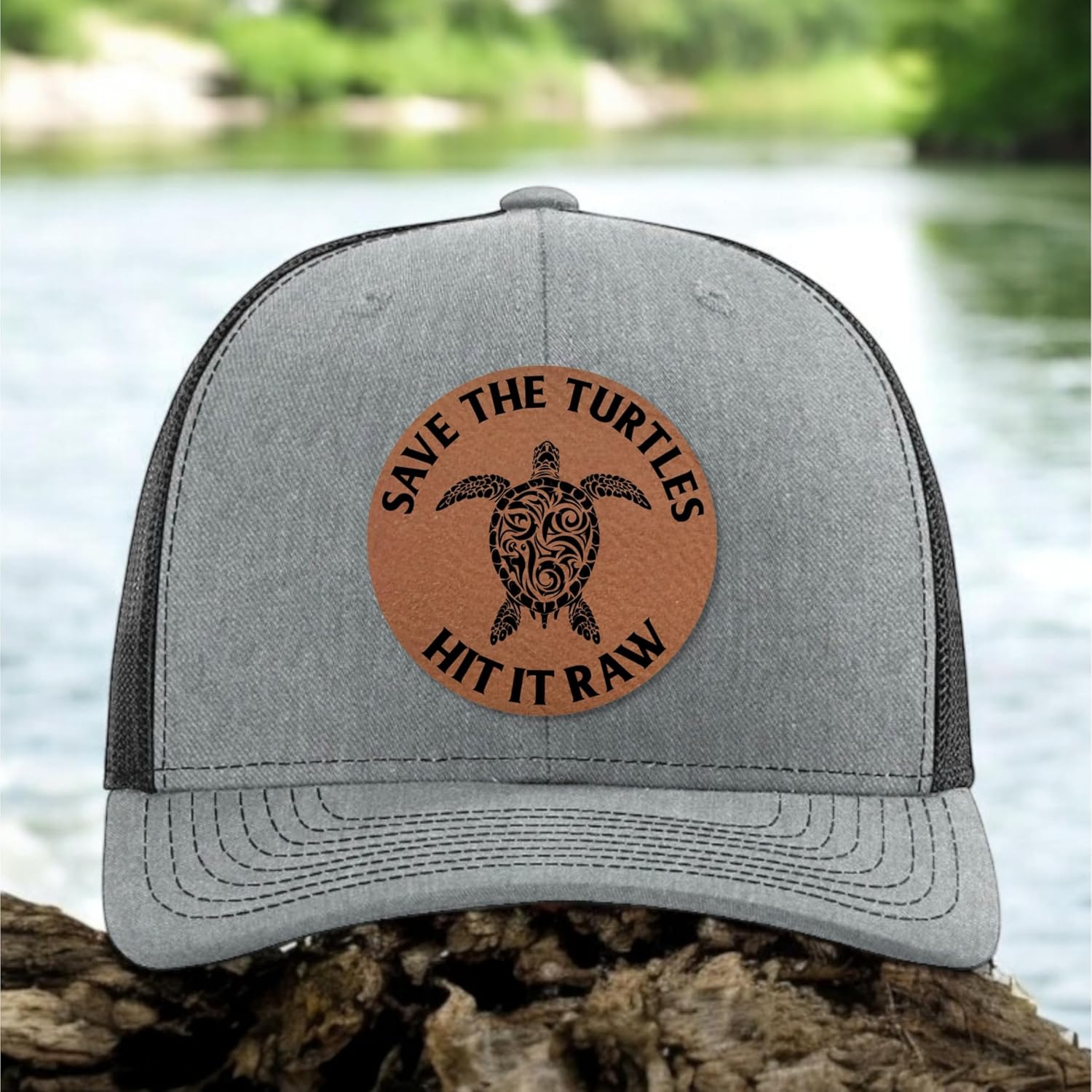 Save The Turtles Hit It Raw Hat - Funny Comedy Hat - Plastic Straws Environment - Beach Hats for Men - Fathers Day Christmas Birthday Gift for Dad Husband Son Boyfriend - Richardson 112 Trucker Hat